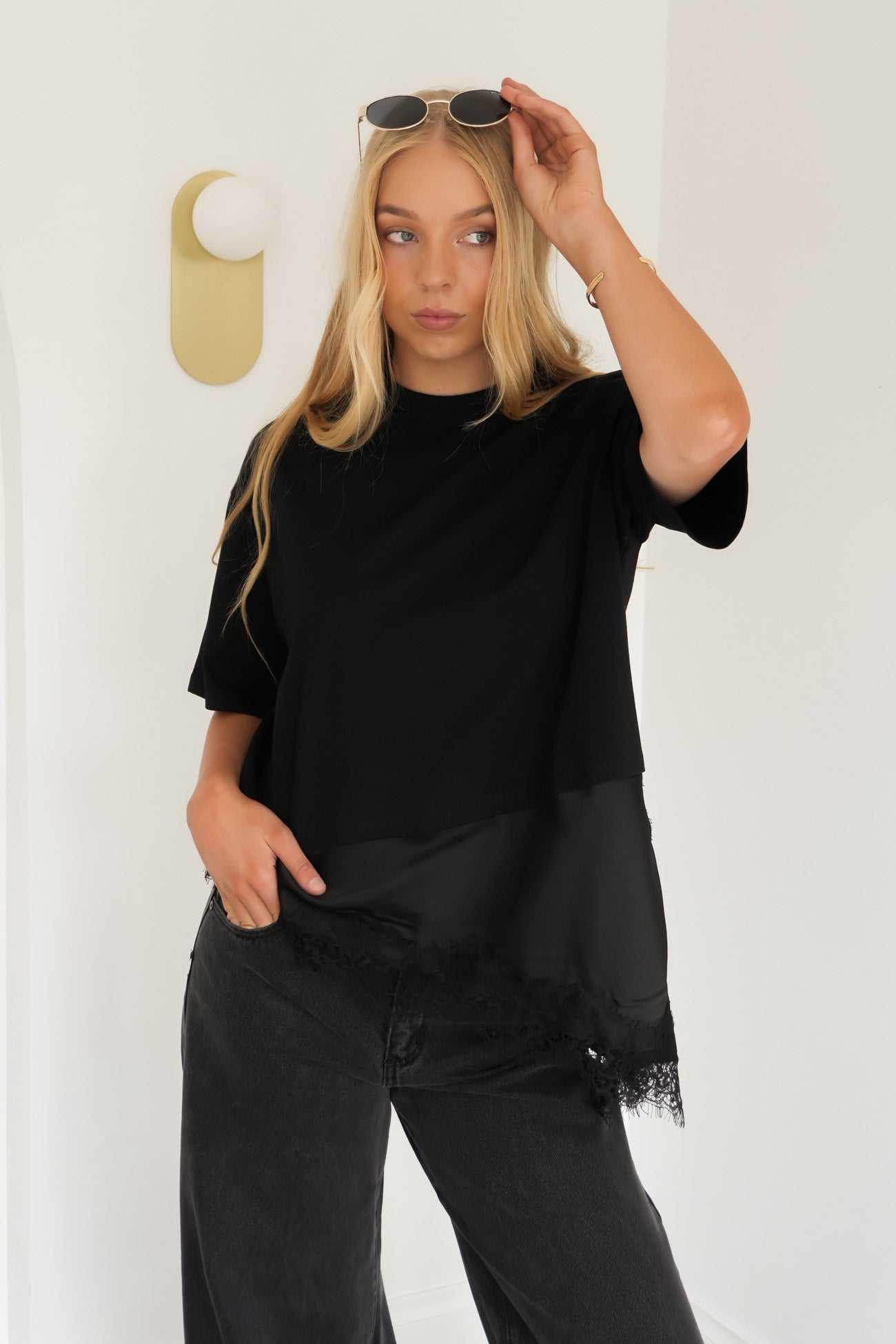 Cassidy Lace Tee Black