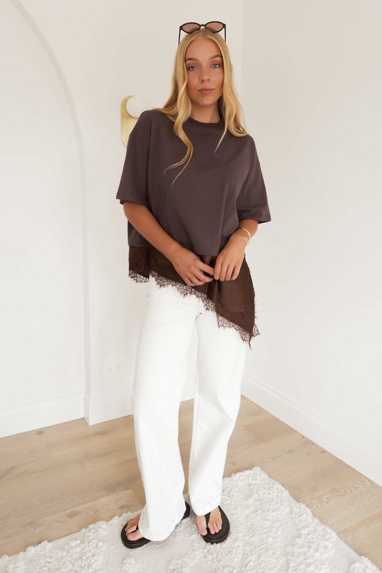 Cassidy Lace Tee Chocolate