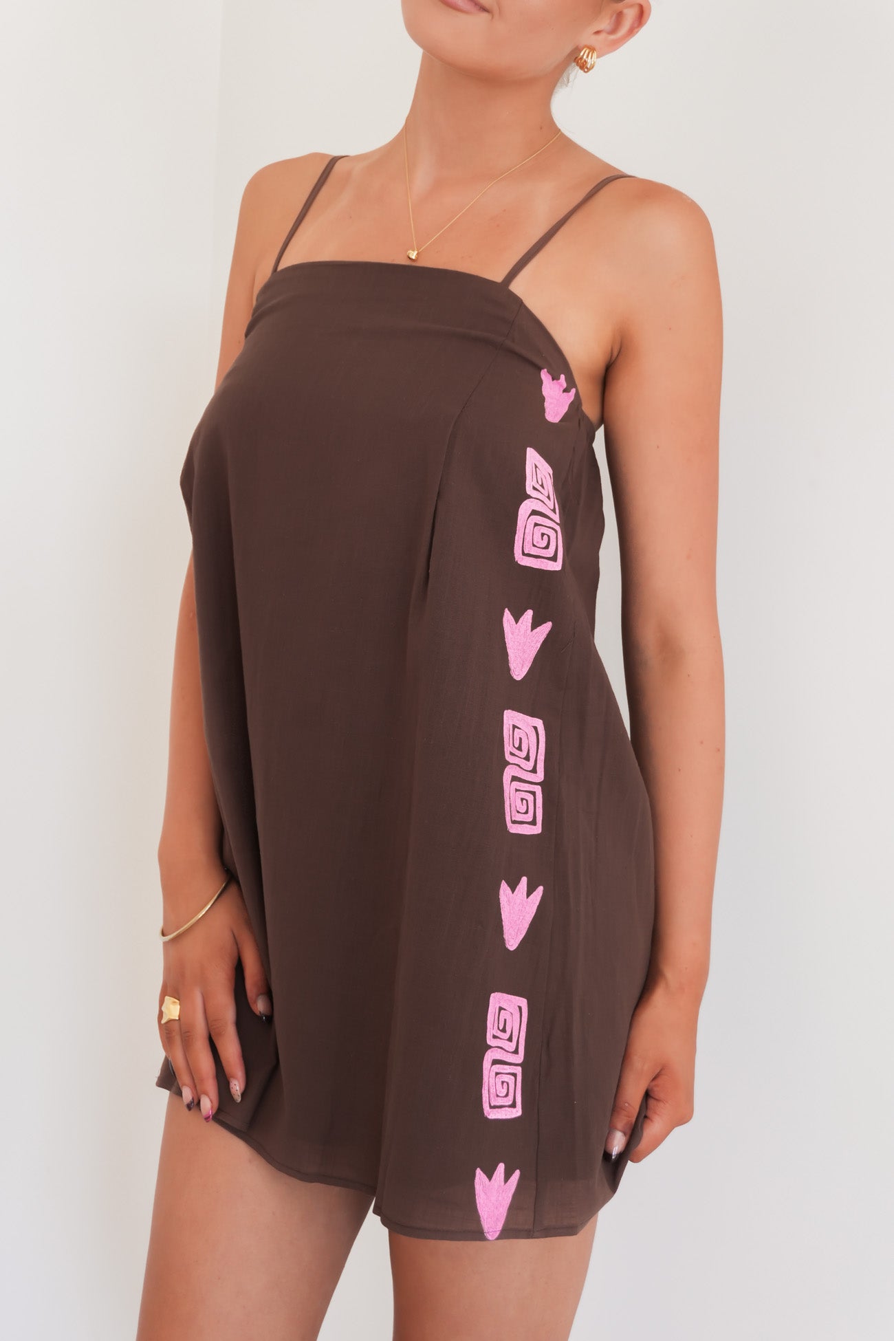 Catalina Mini Dress Chocolate Pink