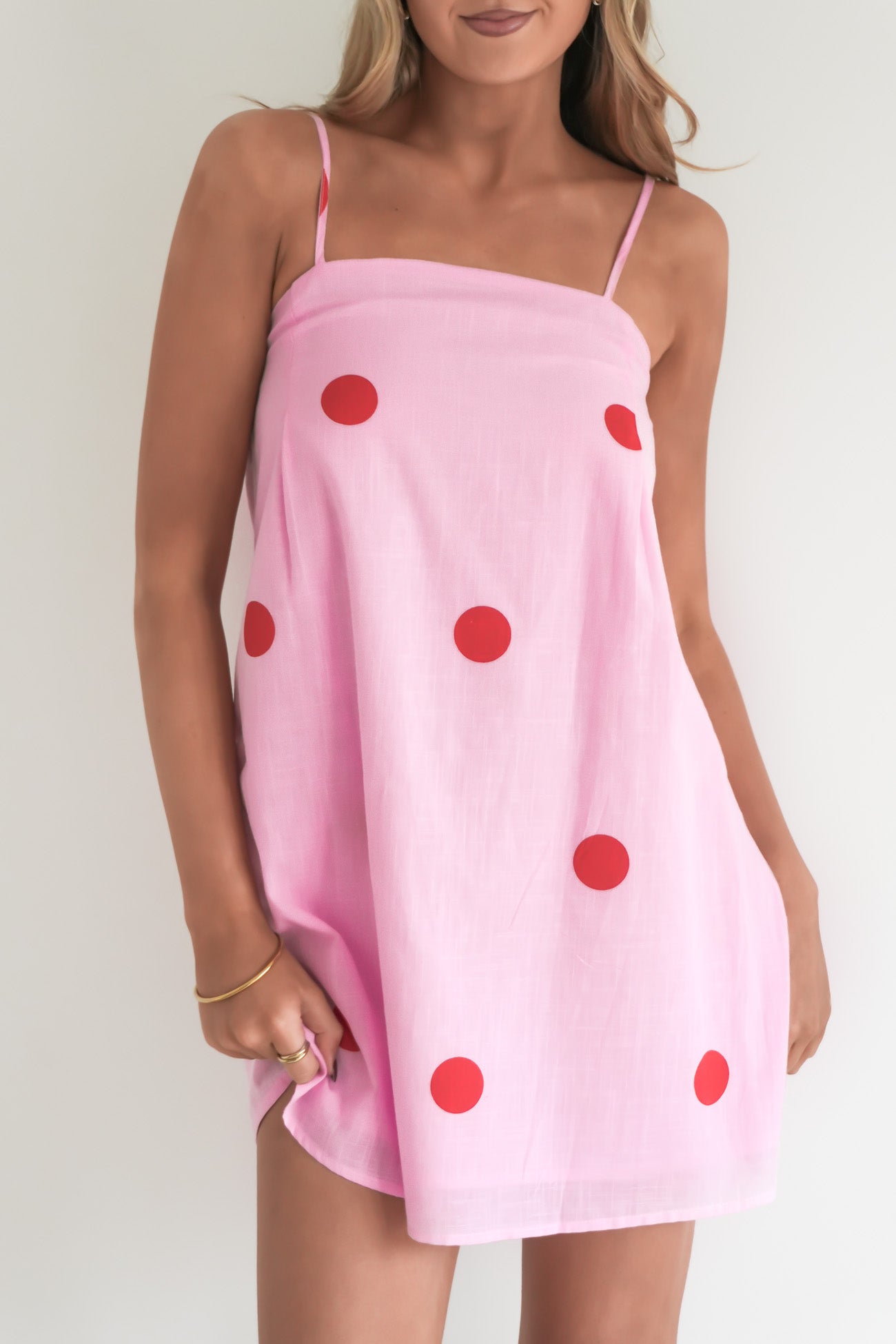 Catalina Mini Dress Pink Polka Dot