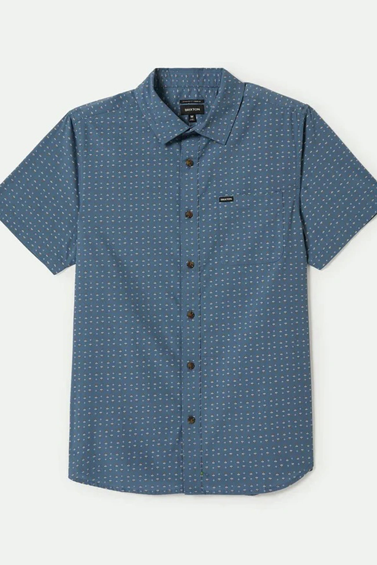 Charter Print Short Sleeve Woven Shirt Azure Blue Micro Floral