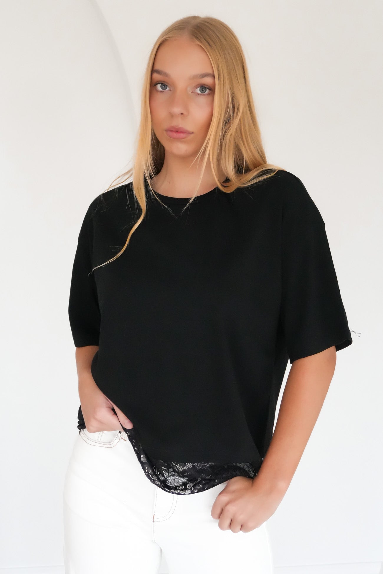 Clancy Lace Tee Black