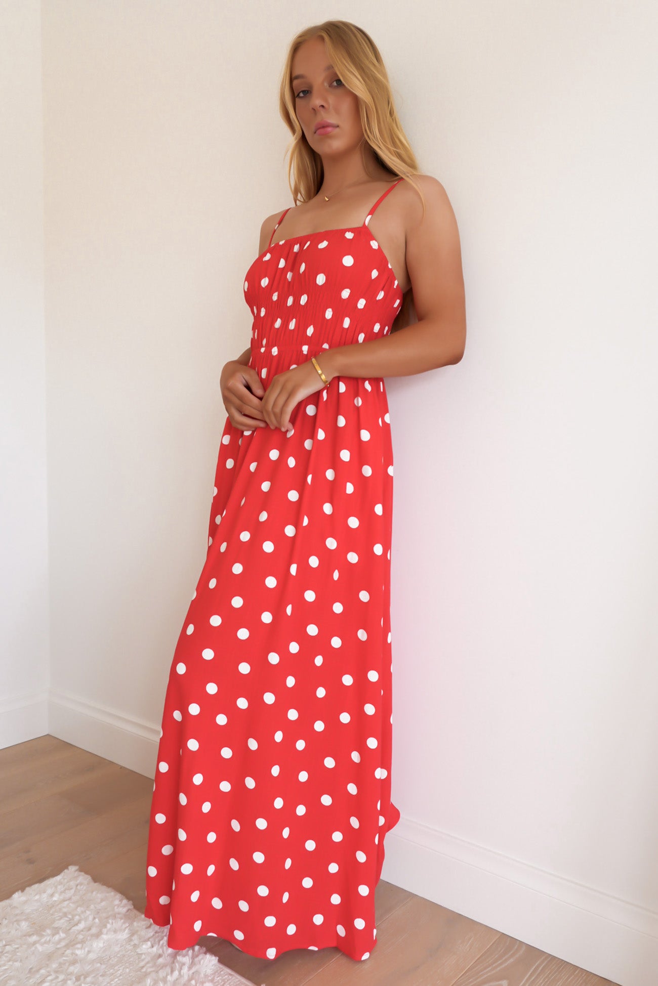 Clarissa Midi Dress Red Polka Dot