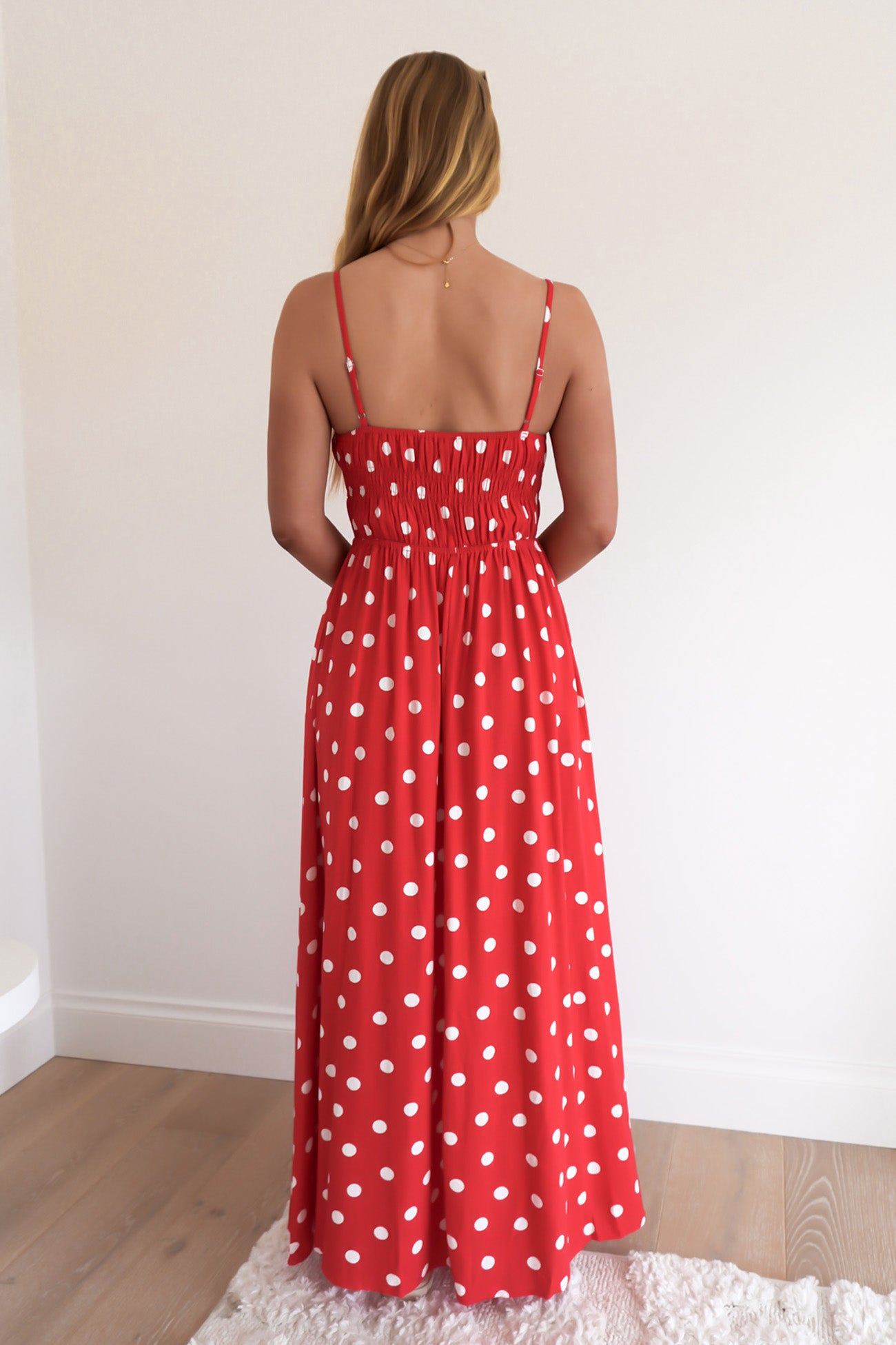 Clarissa Midi Dress Red Polka Dot