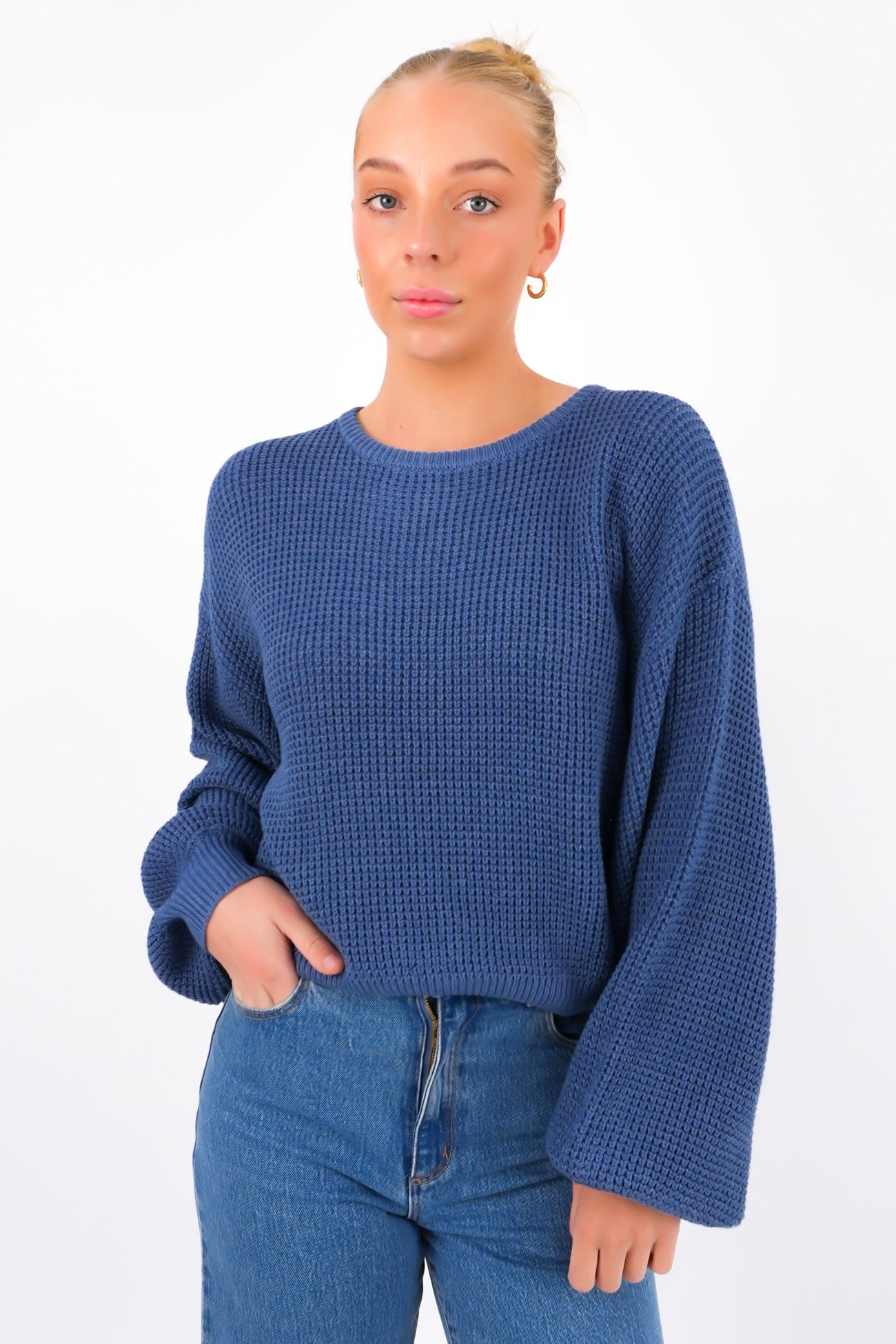 Classic Knit Jumper Steel Blue