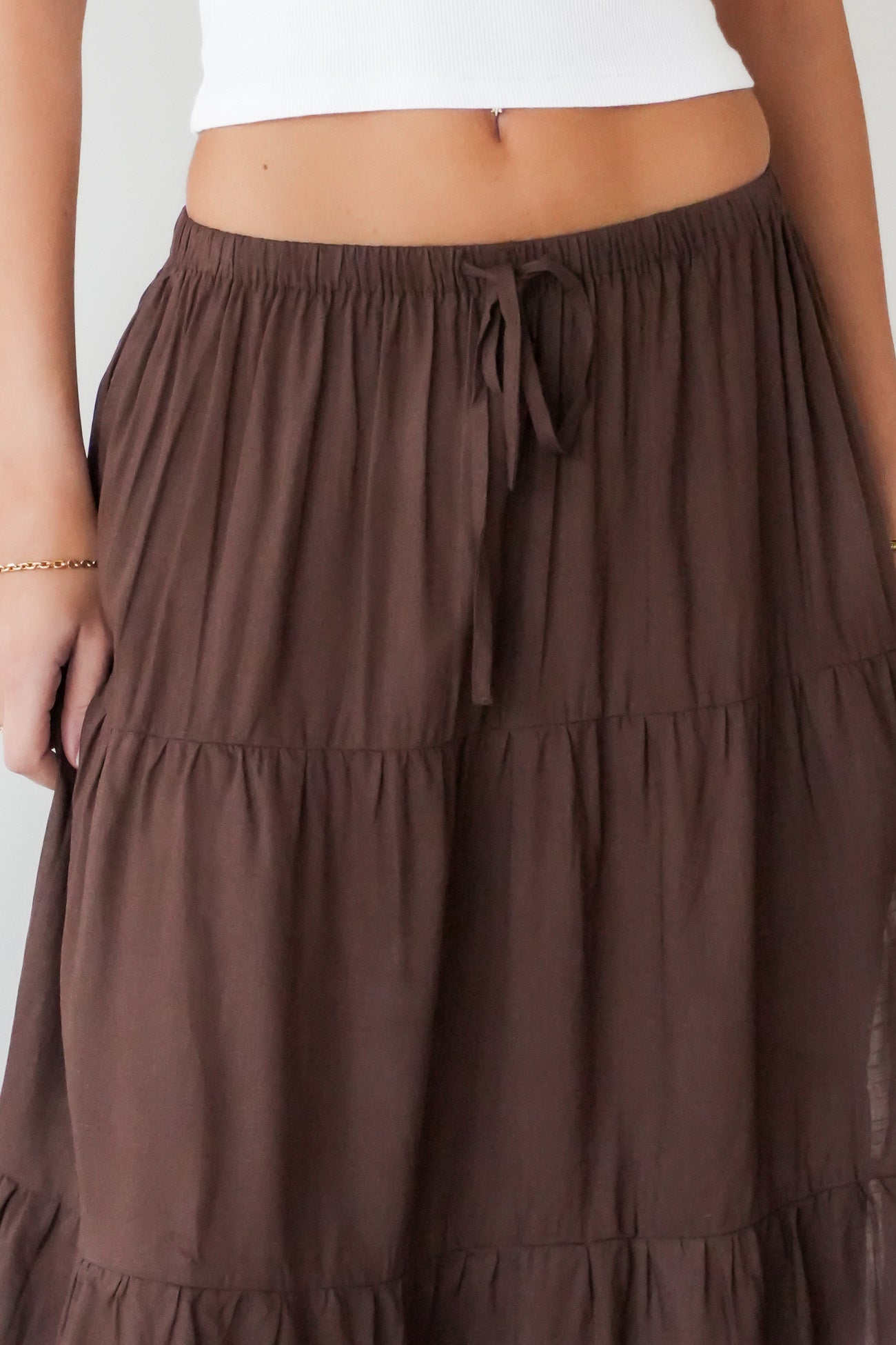 Classic Tiered Maxi Skirt Chocolate
