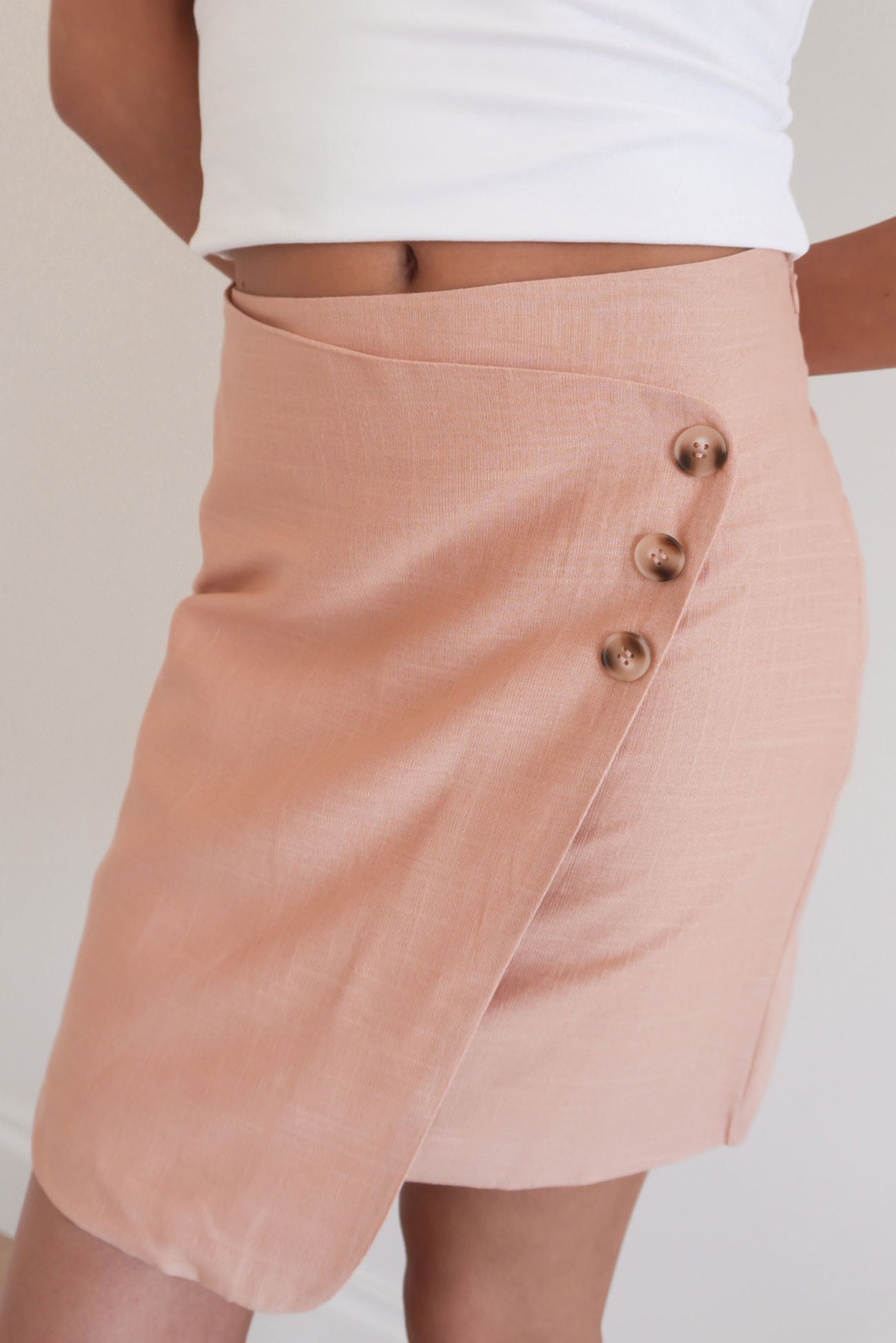 Coast Mini Wrap Skirt Peach
