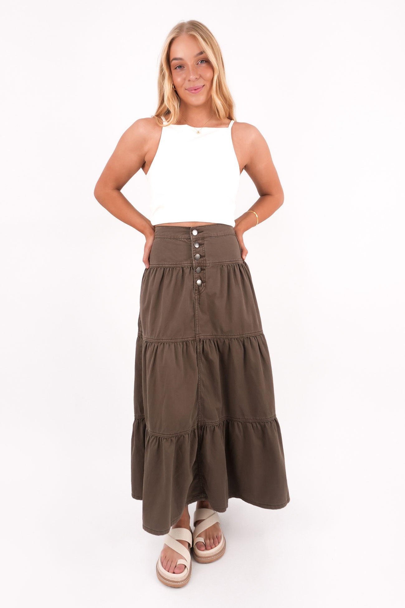 Coco Denim Maxi Skirt Cocoa