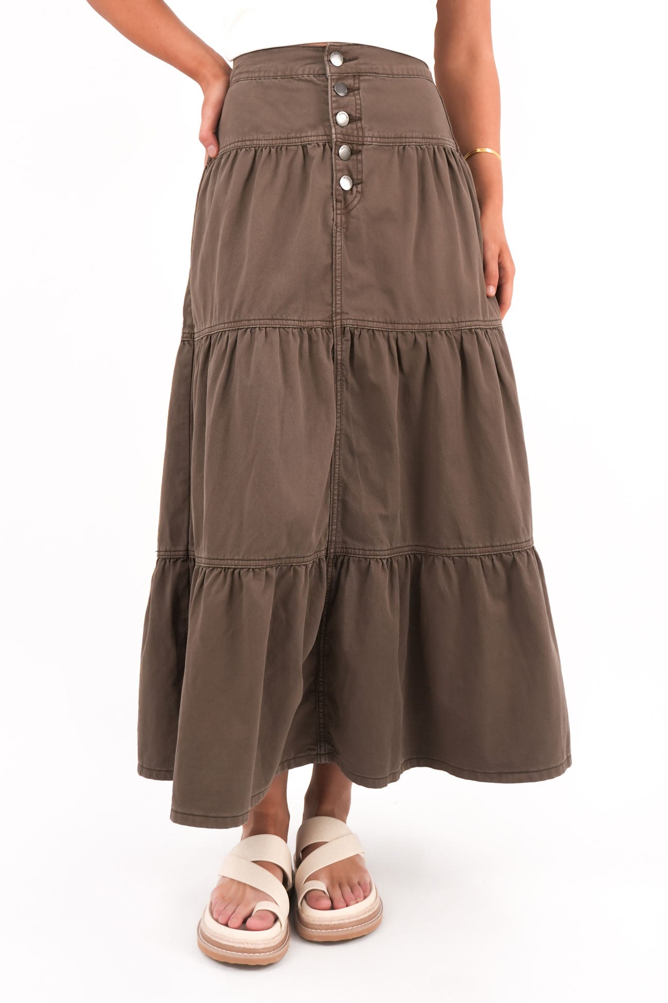 Coco Denim Maxi Skirt Cocoa