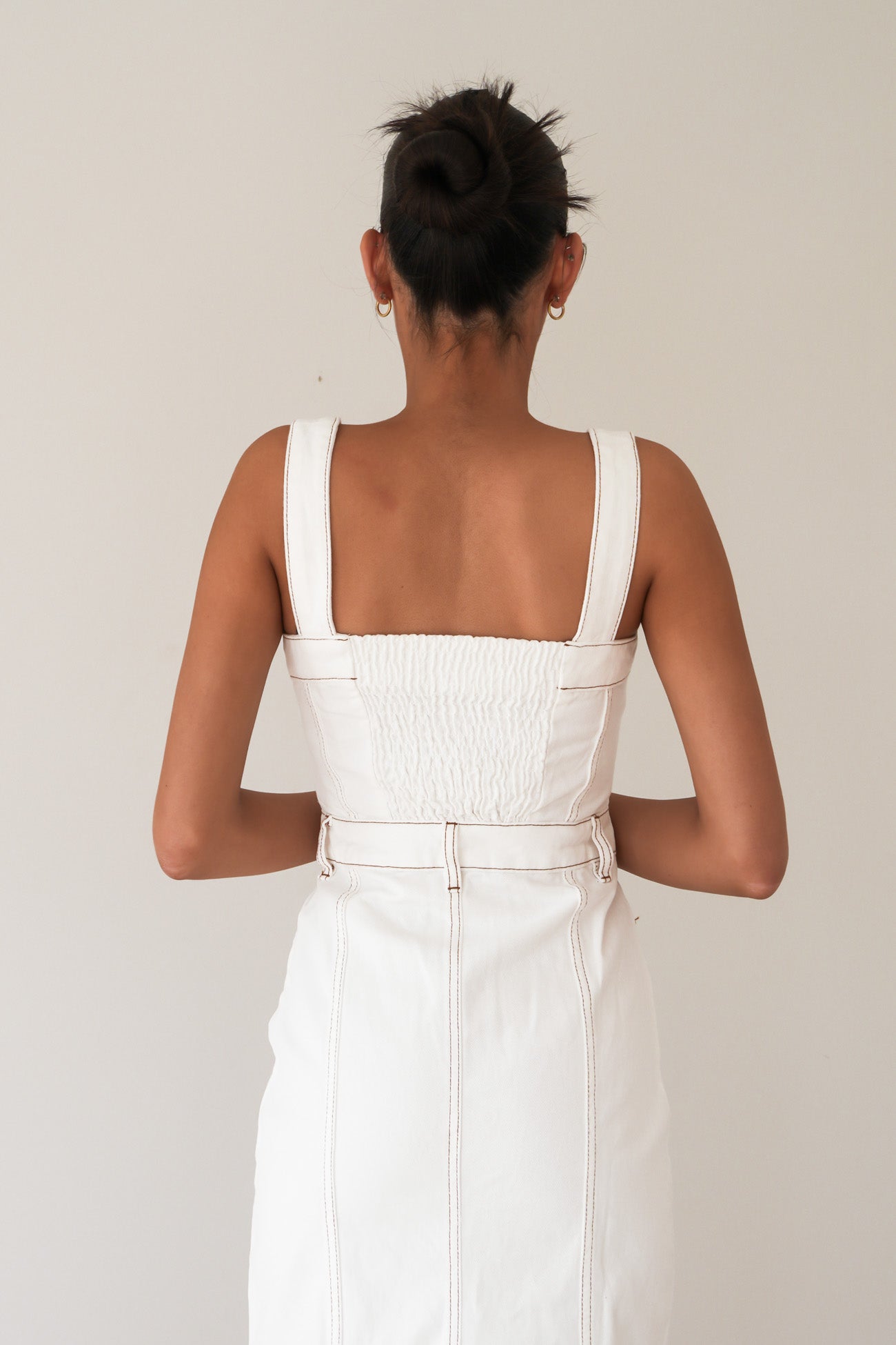 Coco Denim Midi Dress Vintage White