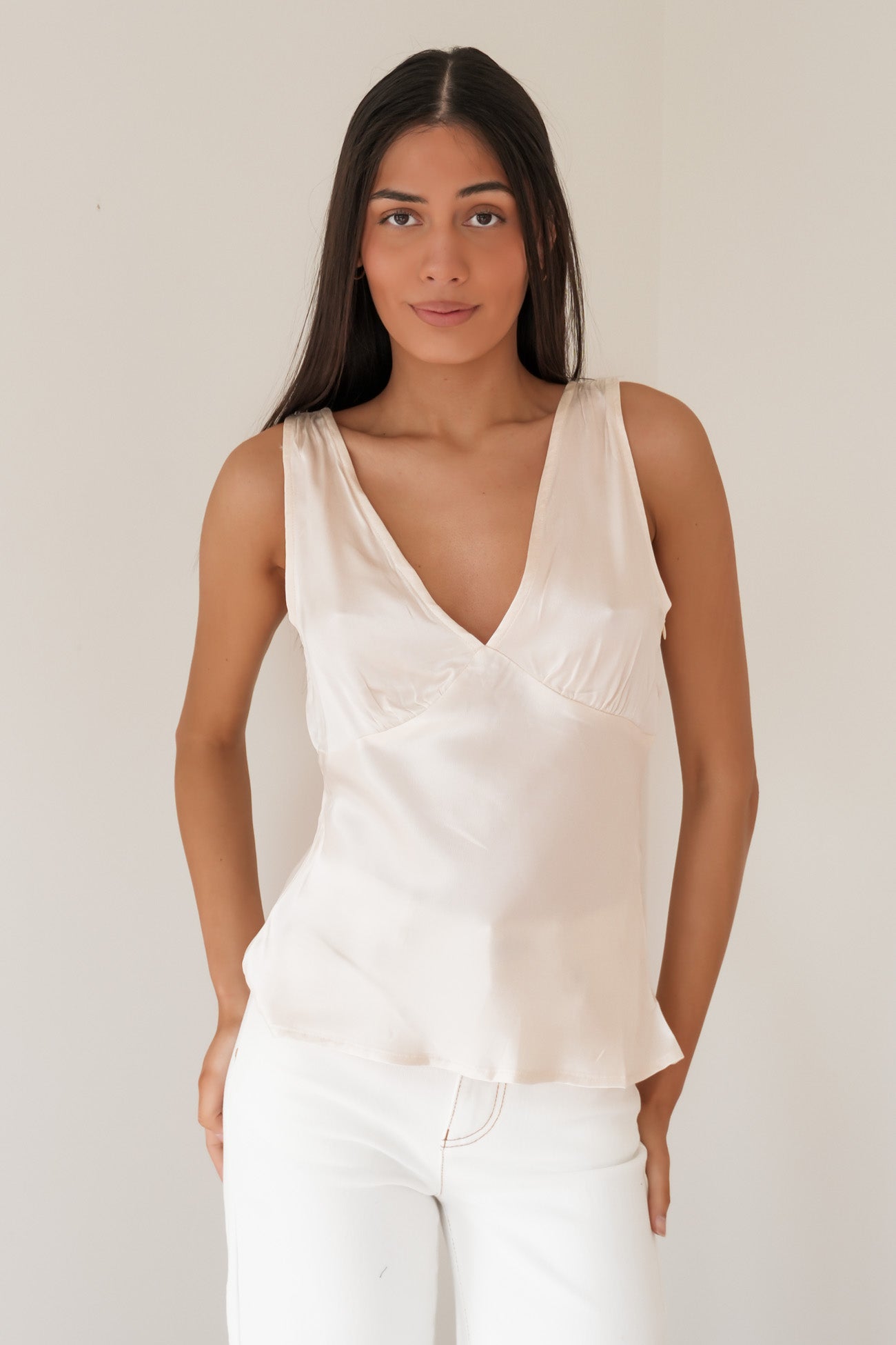 Conner Satin Top Ivory