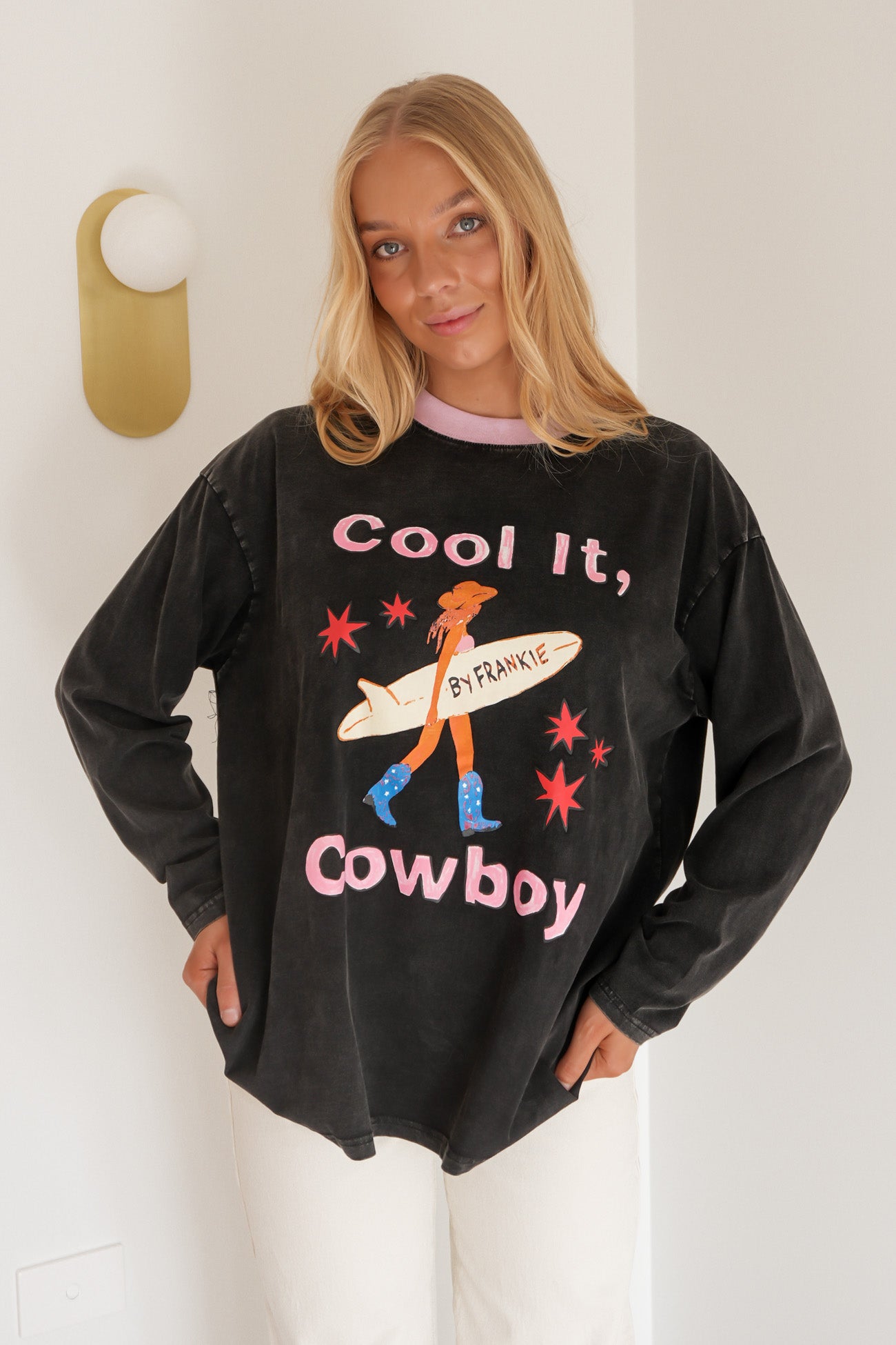 Cool It Cowboy Long Sleeve Tee Black Acid
