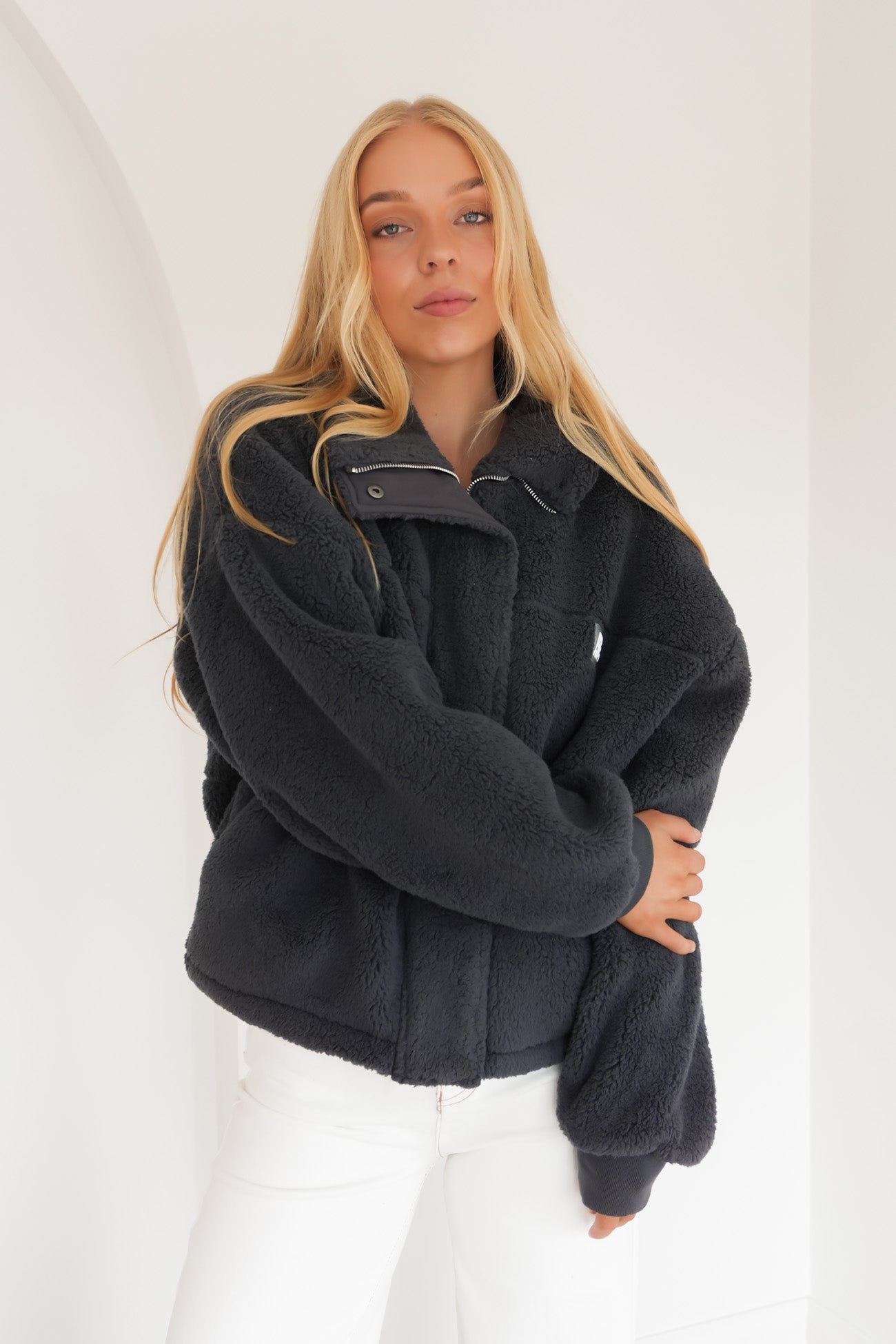 Cosy Club Teddy Jacket Charcoal