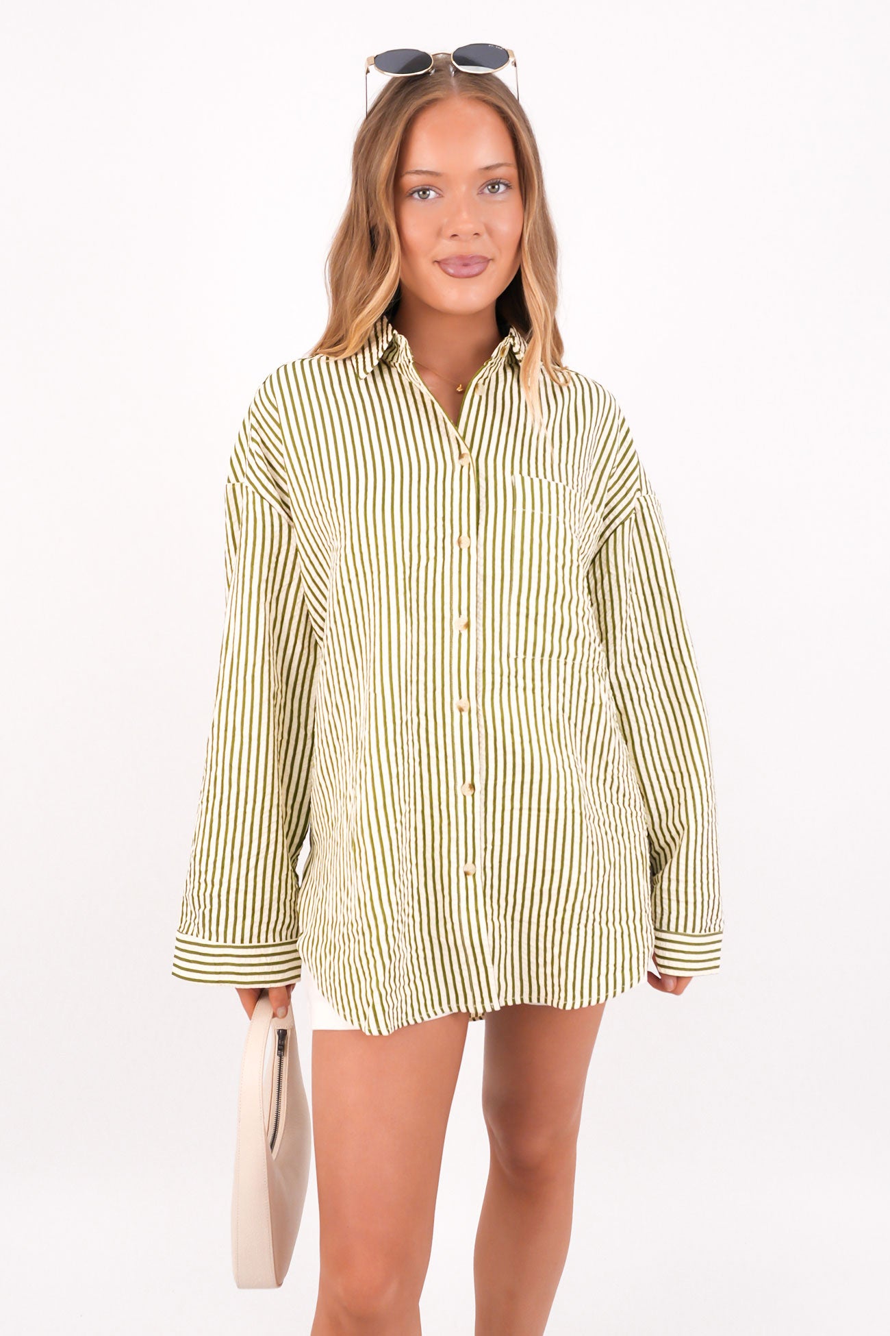Cove Stripe Long Sleeve Shirt Aloe