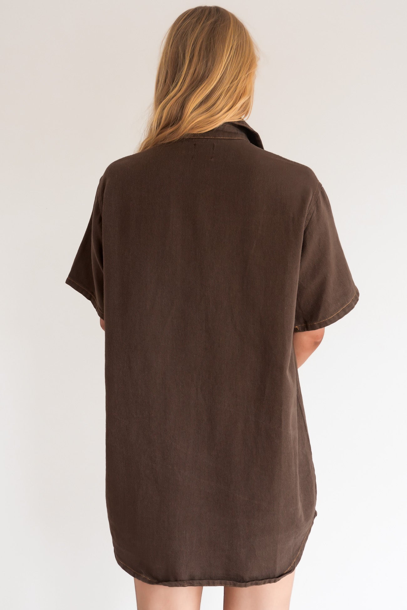 Angie Denim Mini Dress Chocolate