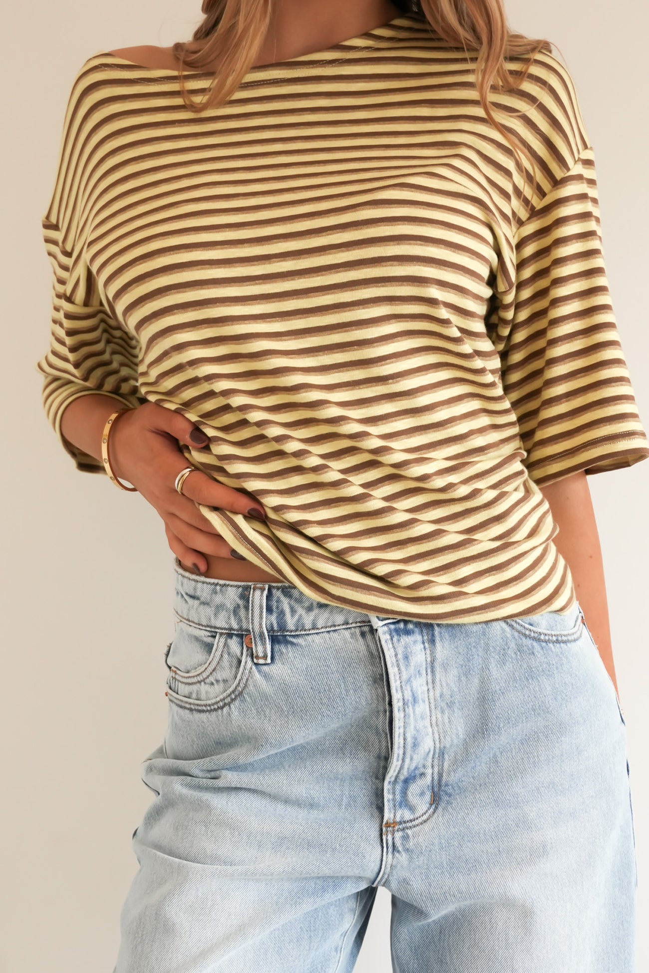 Donna Tee Yellow Stripe