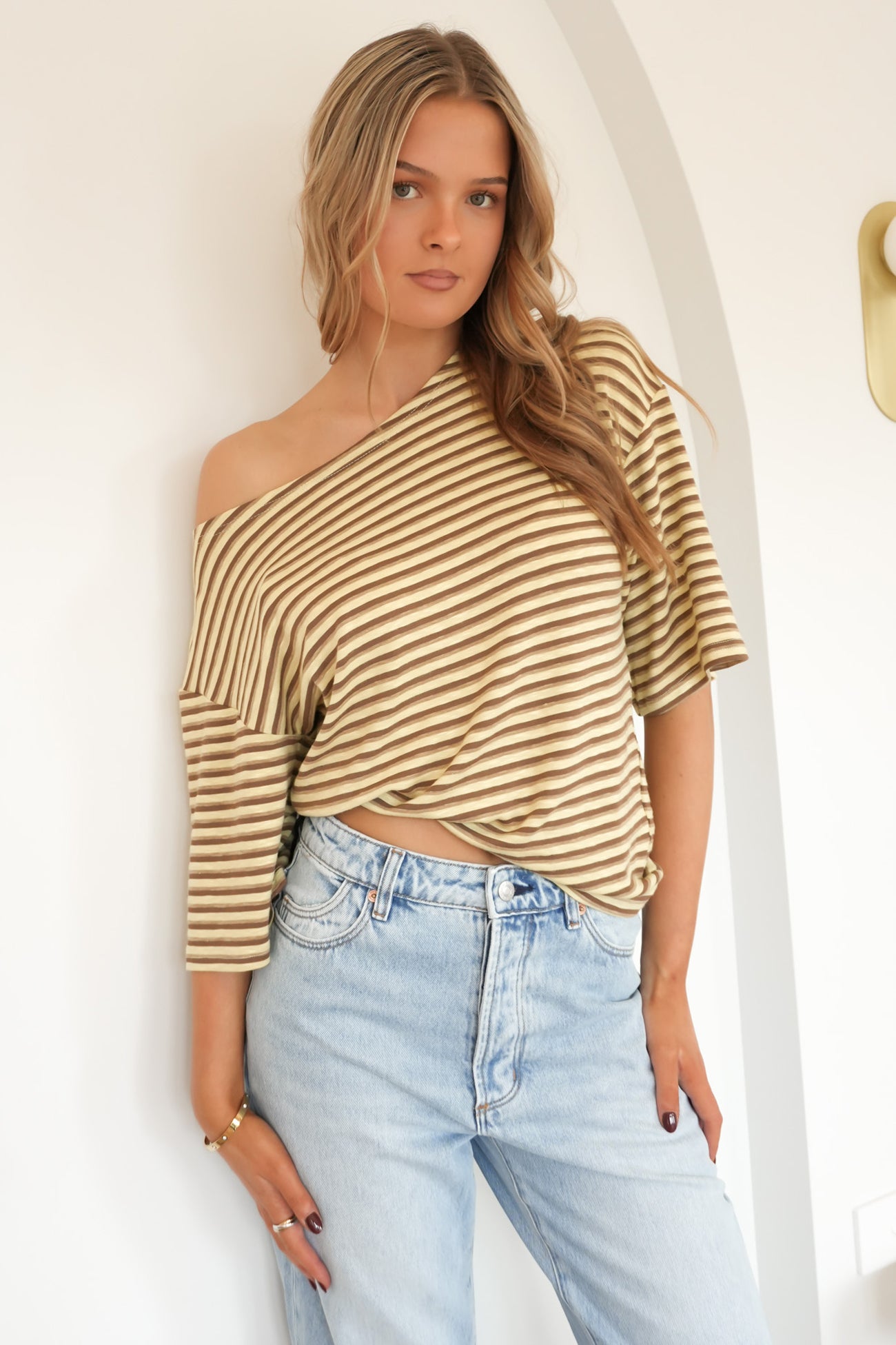 Donna Tee Yellow Stripe