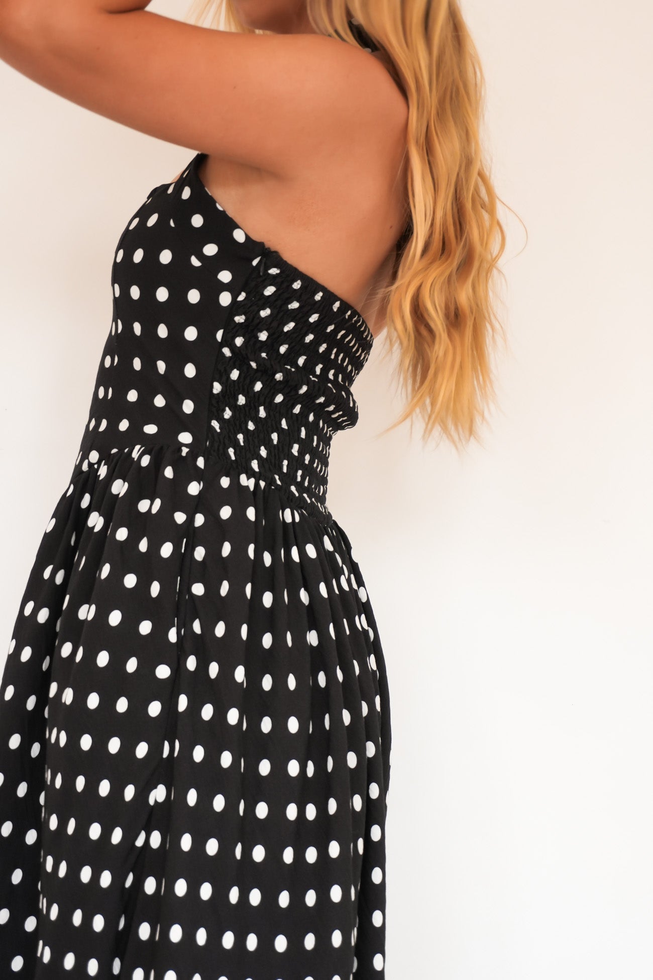 Tammy Halter Maxi Dress Black Polka Dot