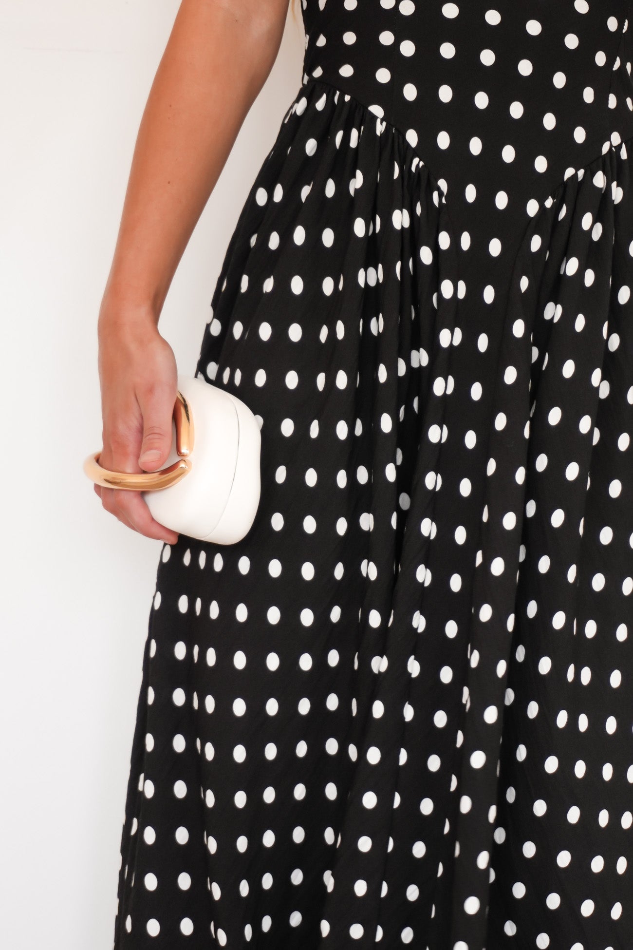 Tammy Halter Maxi Dress Black Polka Dot