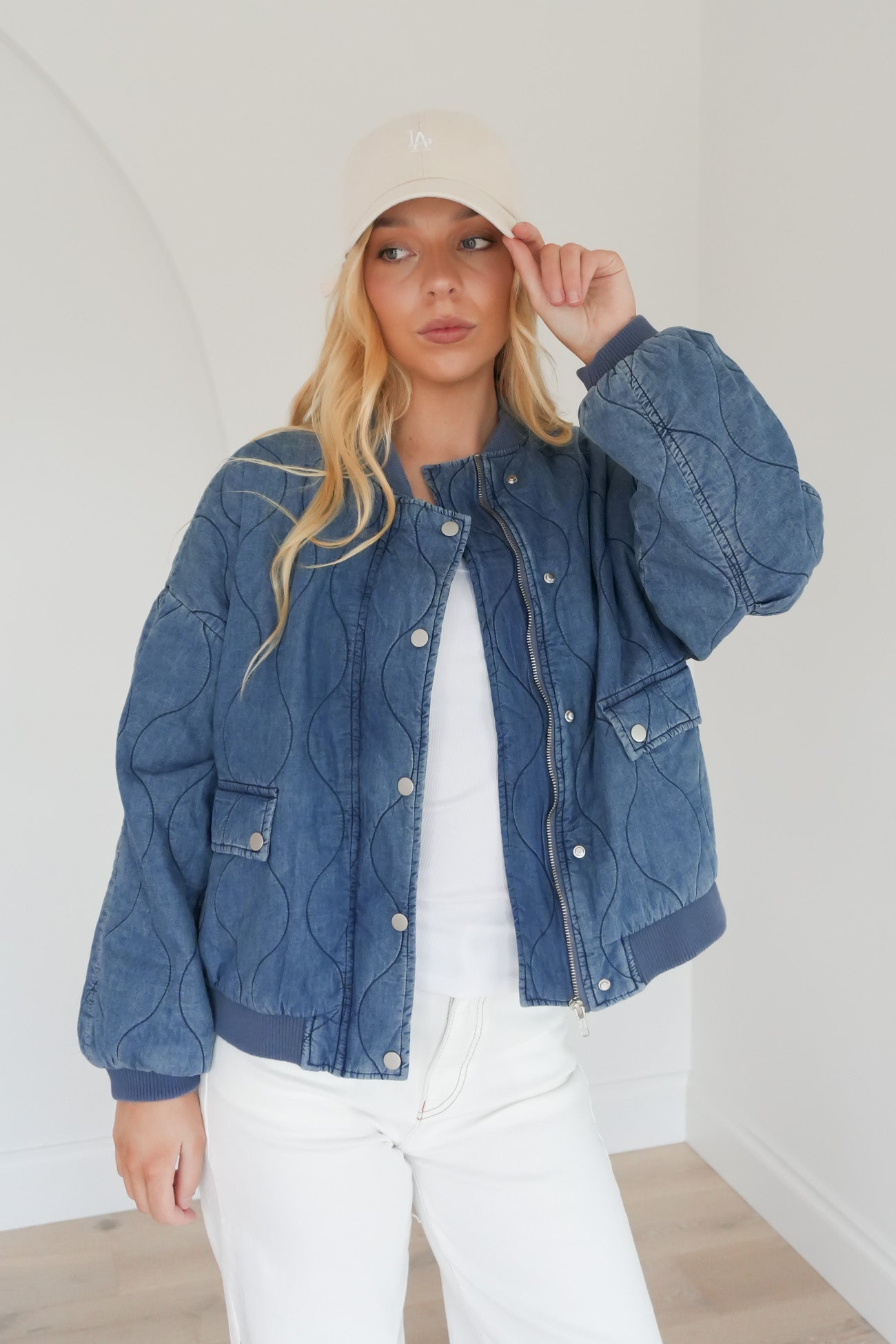 Toni Bomber Jacket Mid Blue Denim