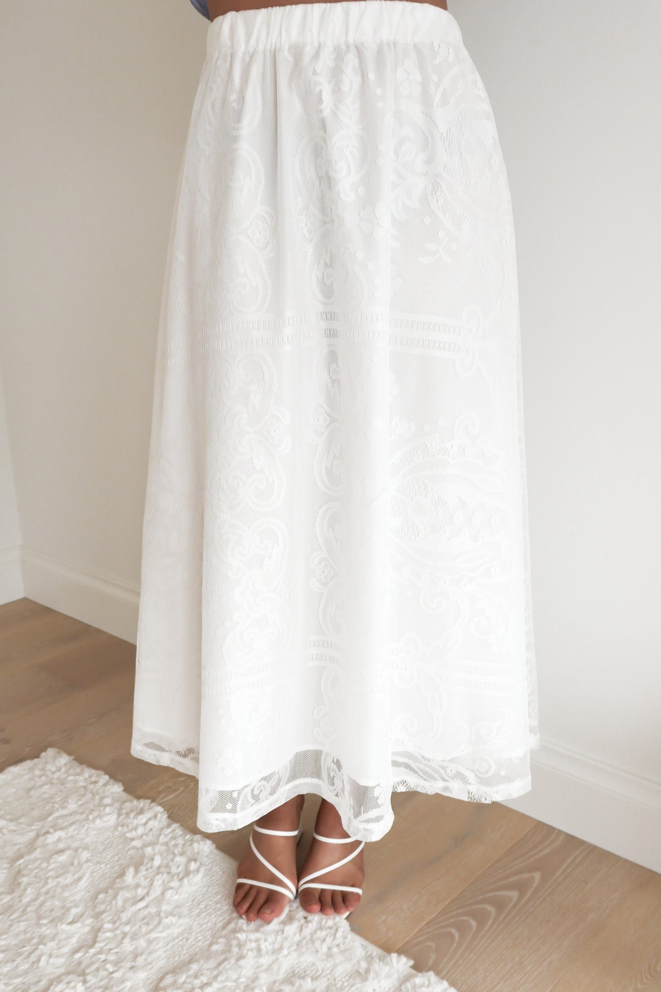 Daynah Lace Maxi Skirt White