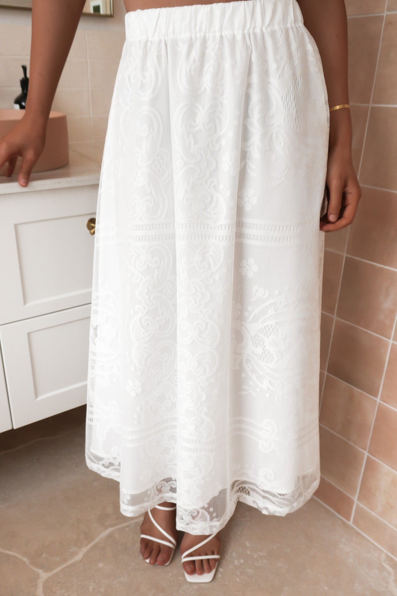Daynah Lace Maxi Skirt White