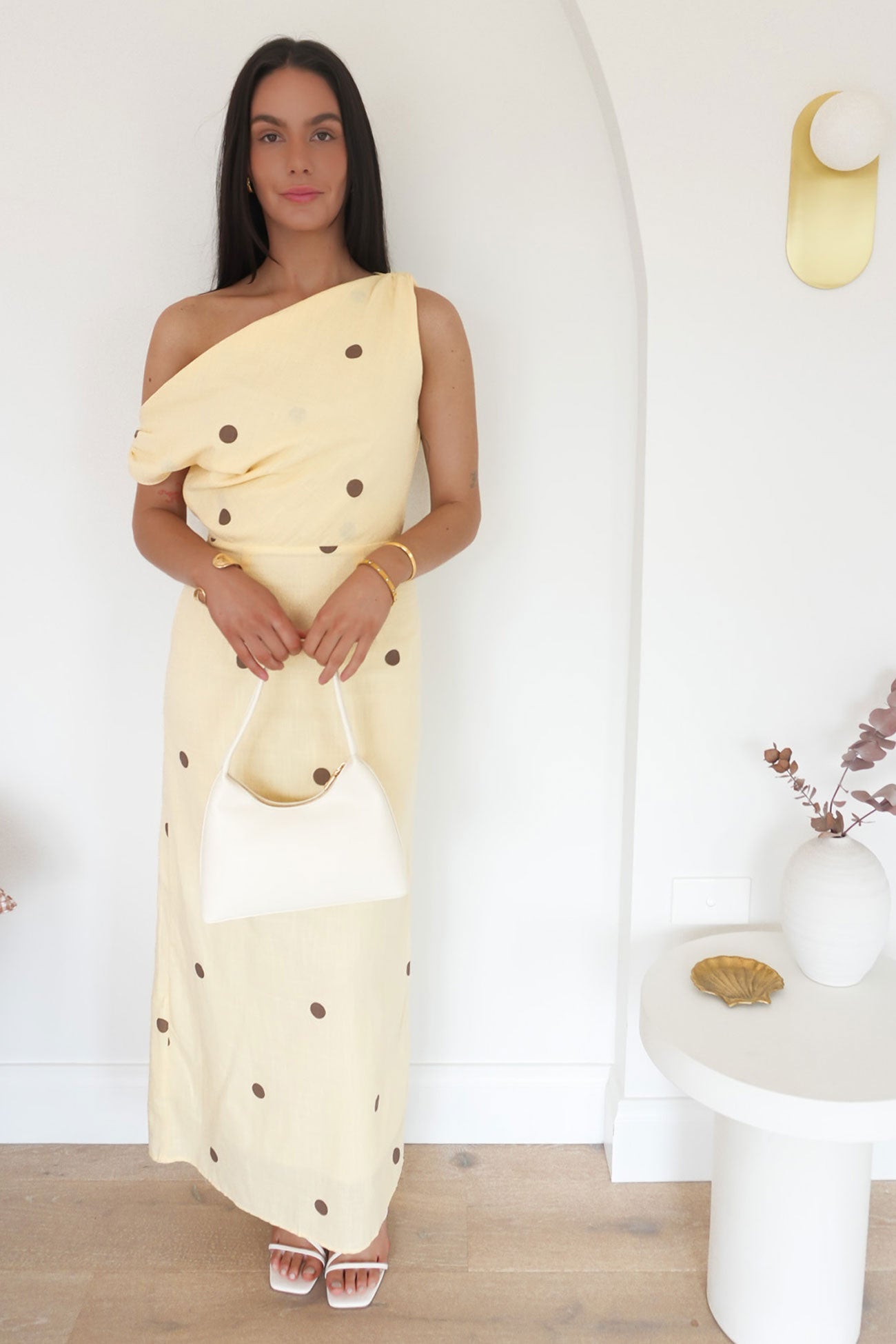 Delta Maxi Dress Yellow Polka Dot