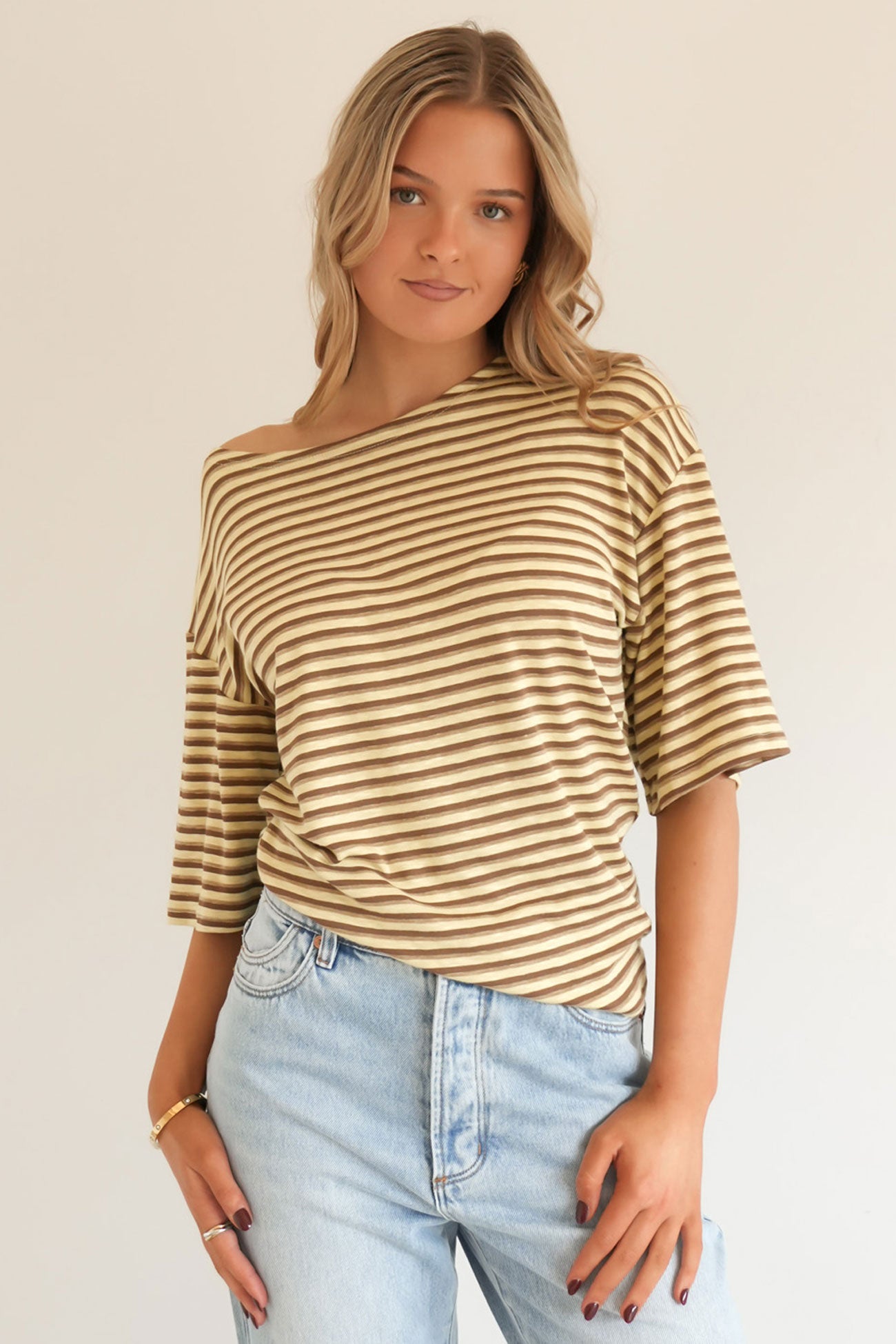 Donna Tee Yellow Stripe
