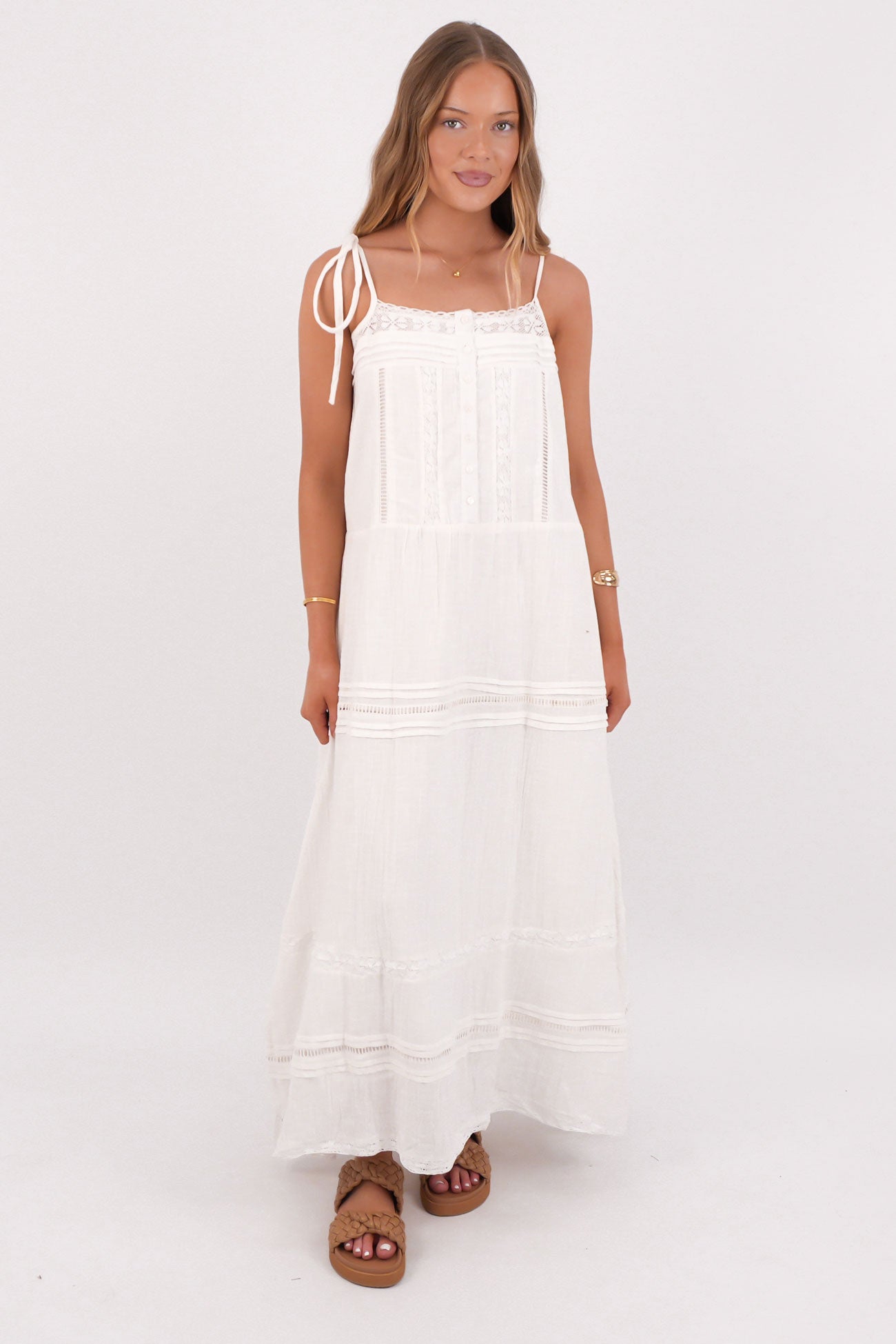Dusty Maxi Dress White