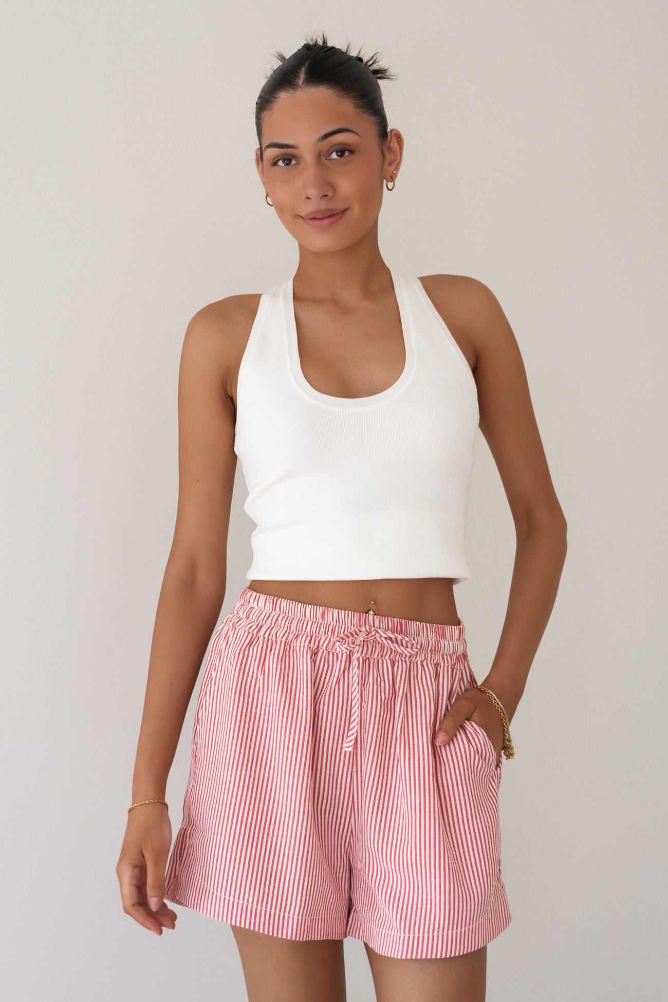 Echo Short Red White Stripe