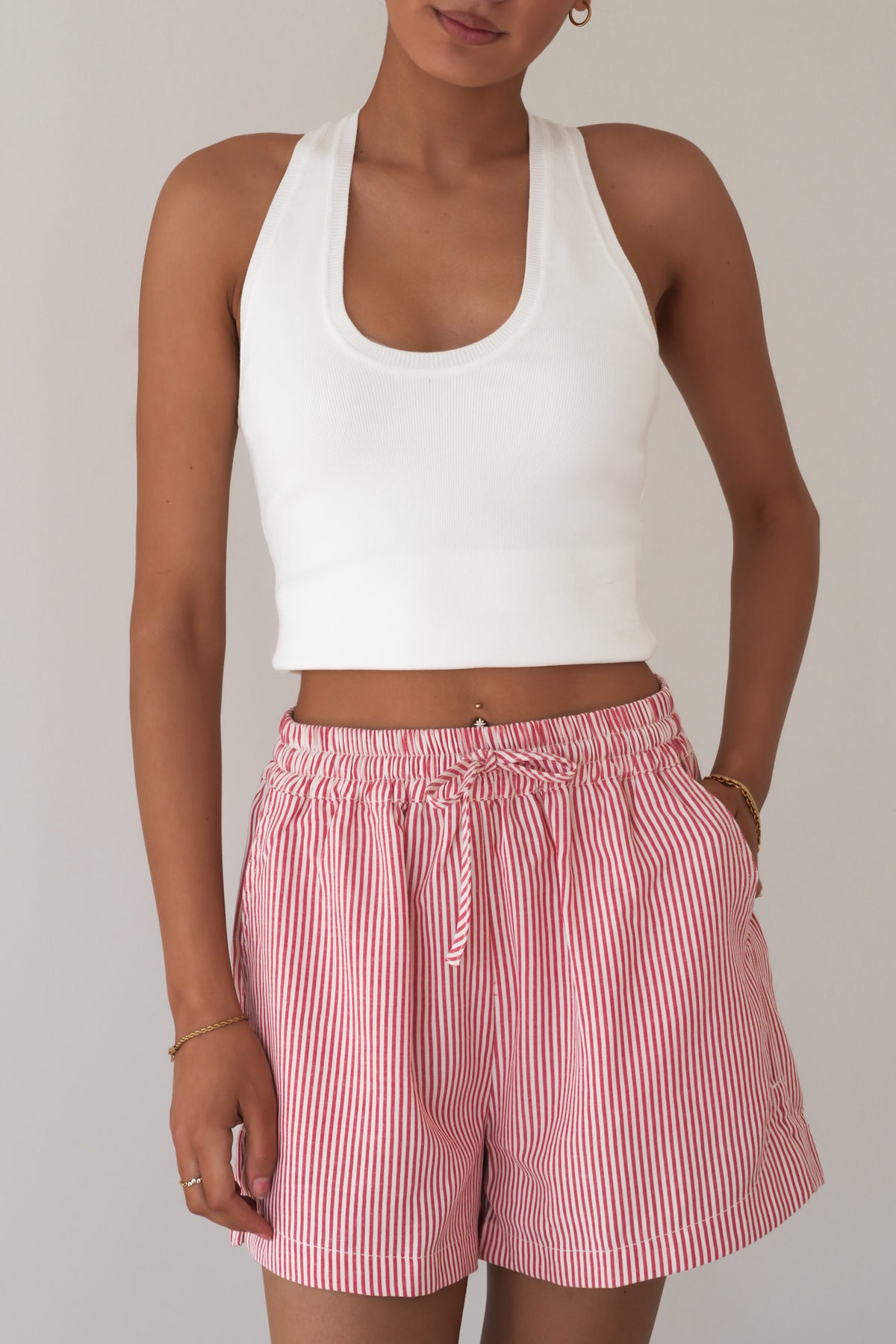 Echo Short Red White Stripe