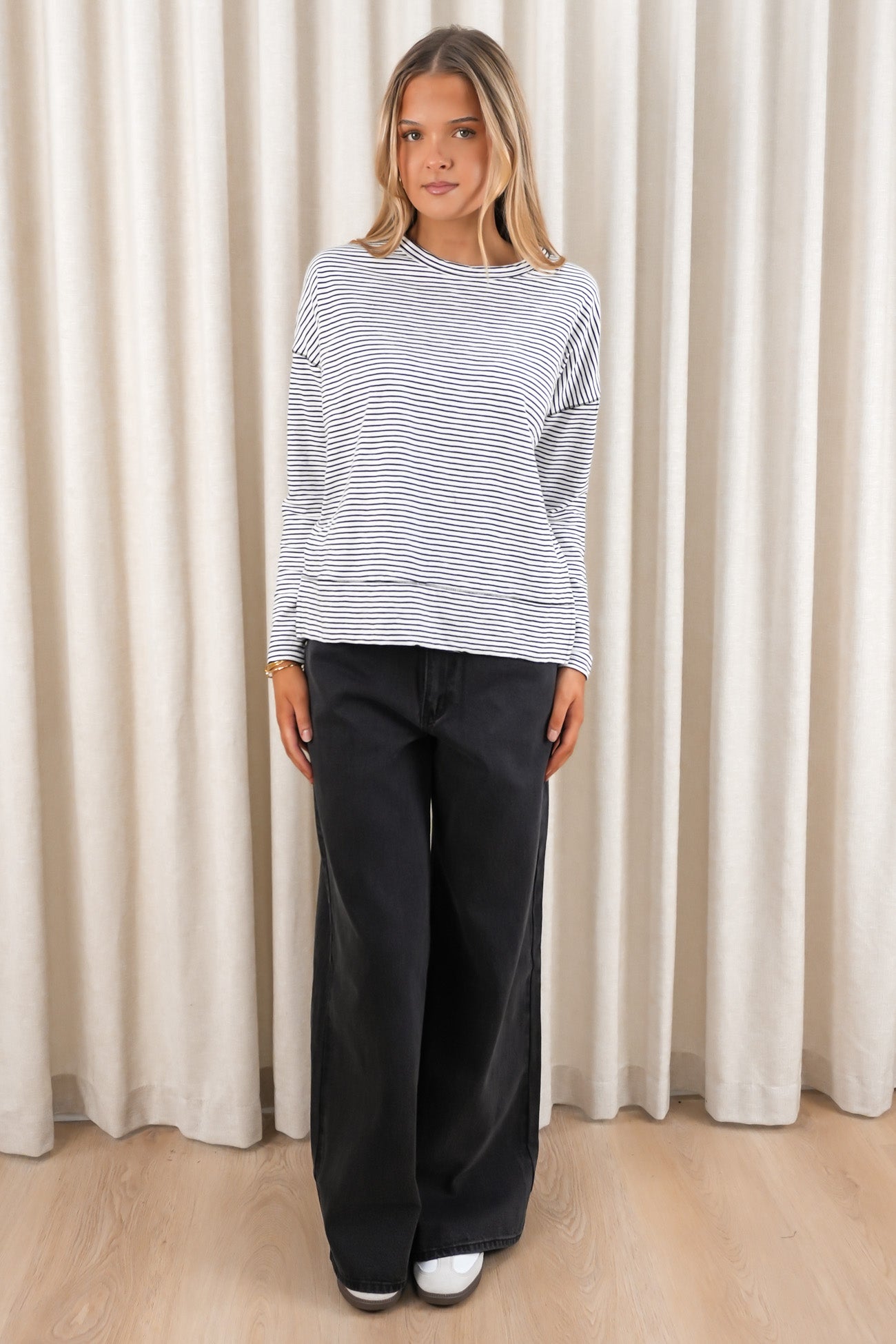 Eddie Stripe Top Black White