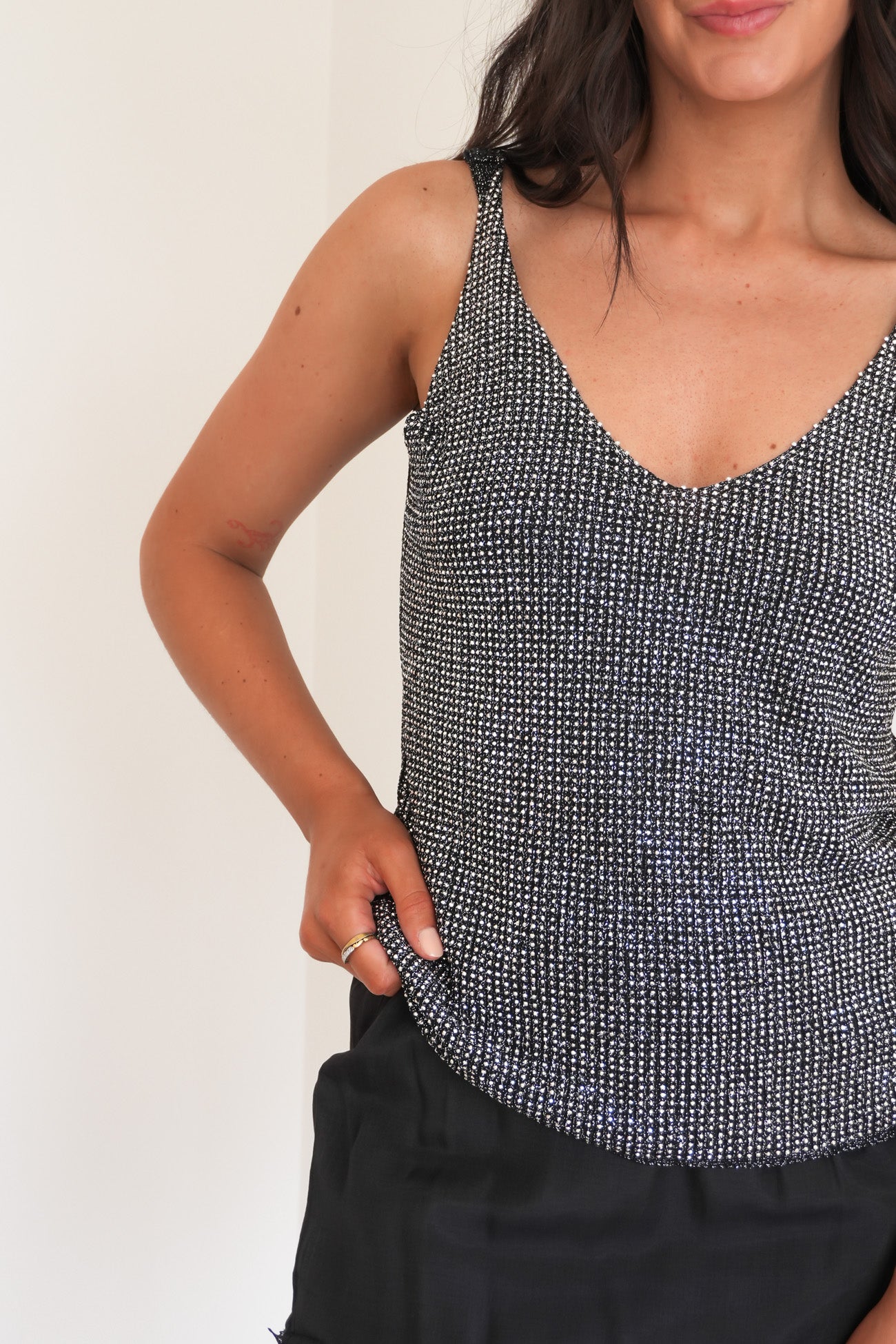 Eilish Glitter Top Black