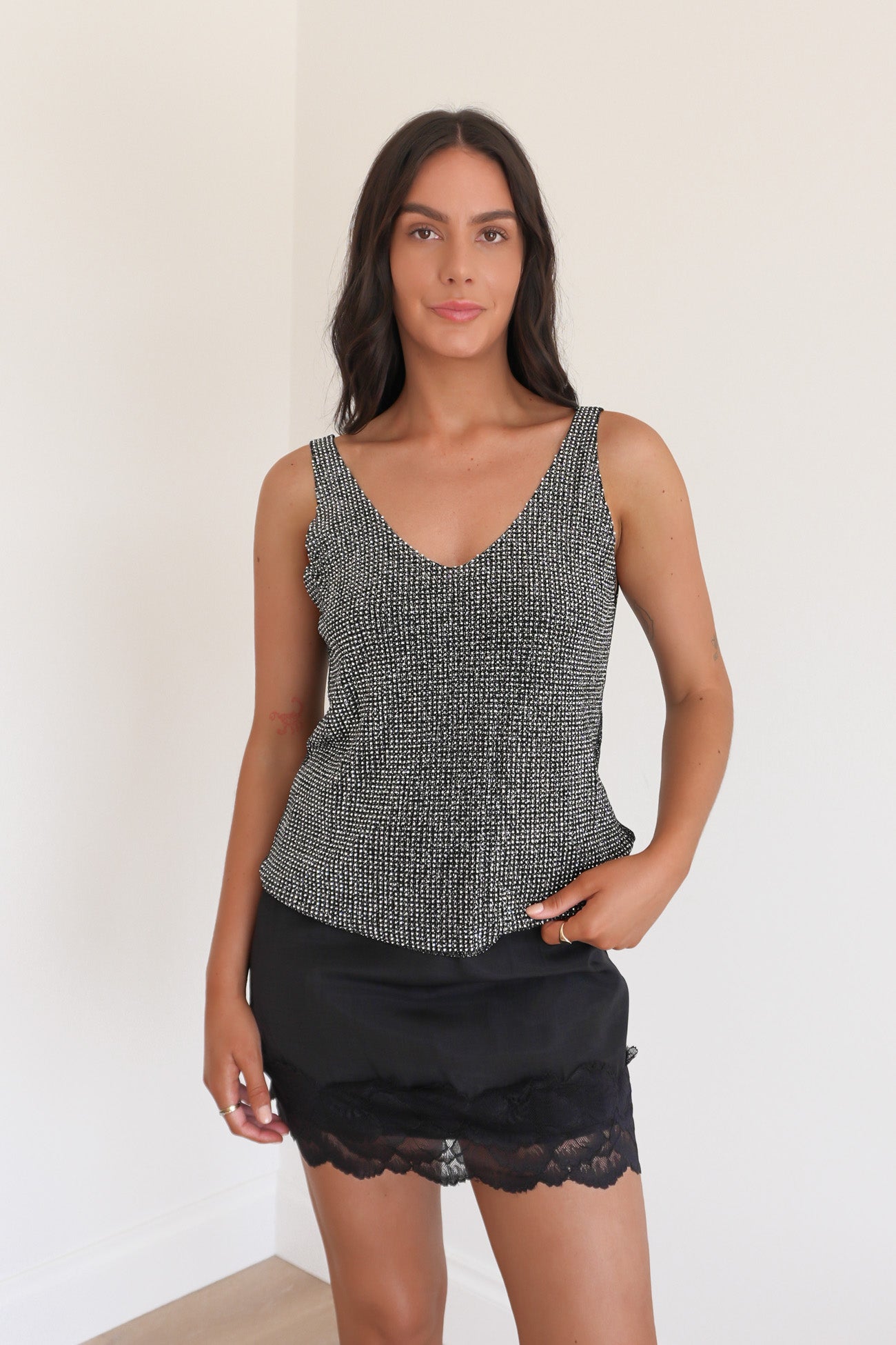Eilish Glitter Top Black