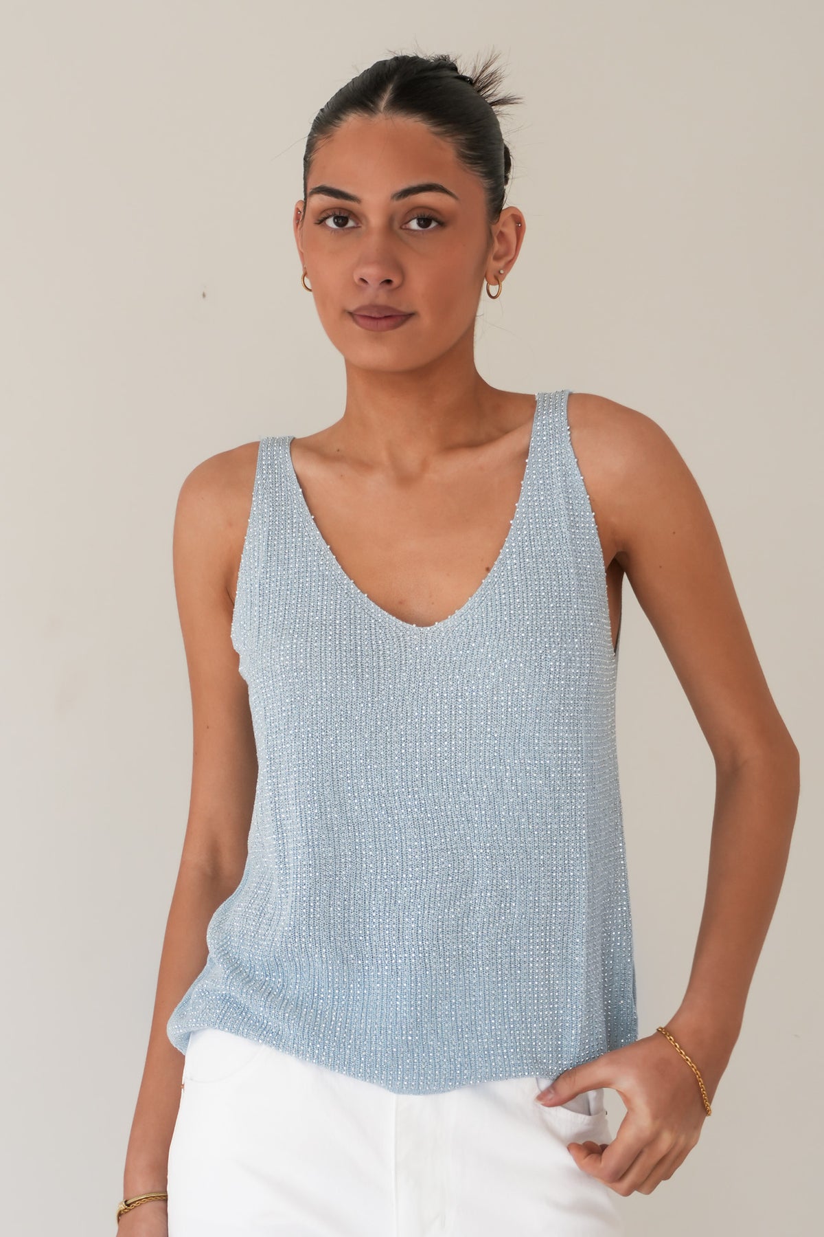 Eilish Glitter Top Blue