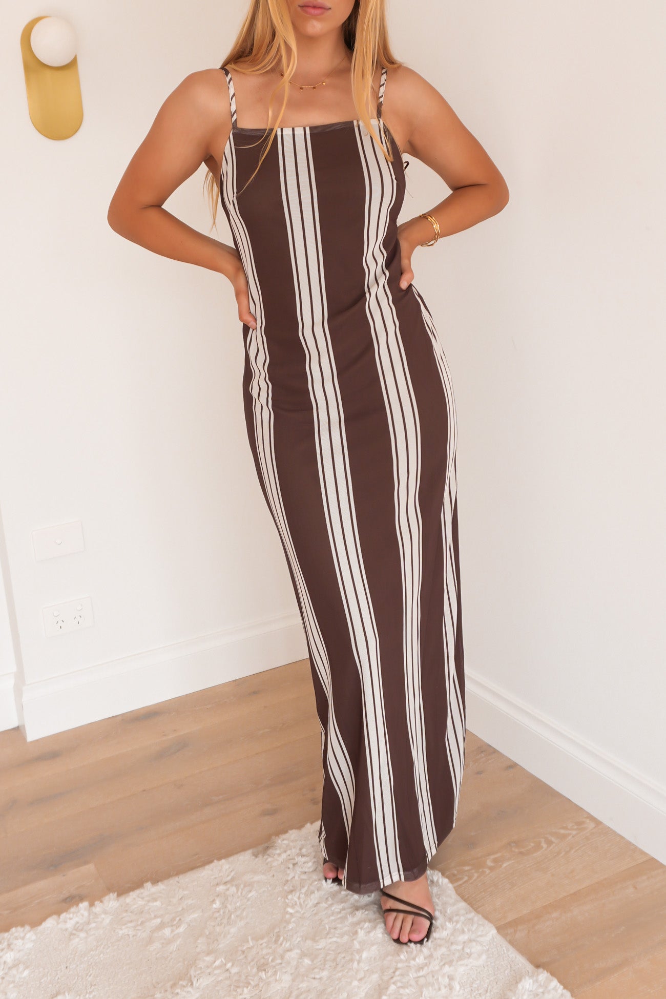Elkie Maxi Dress Chocolate Stripe