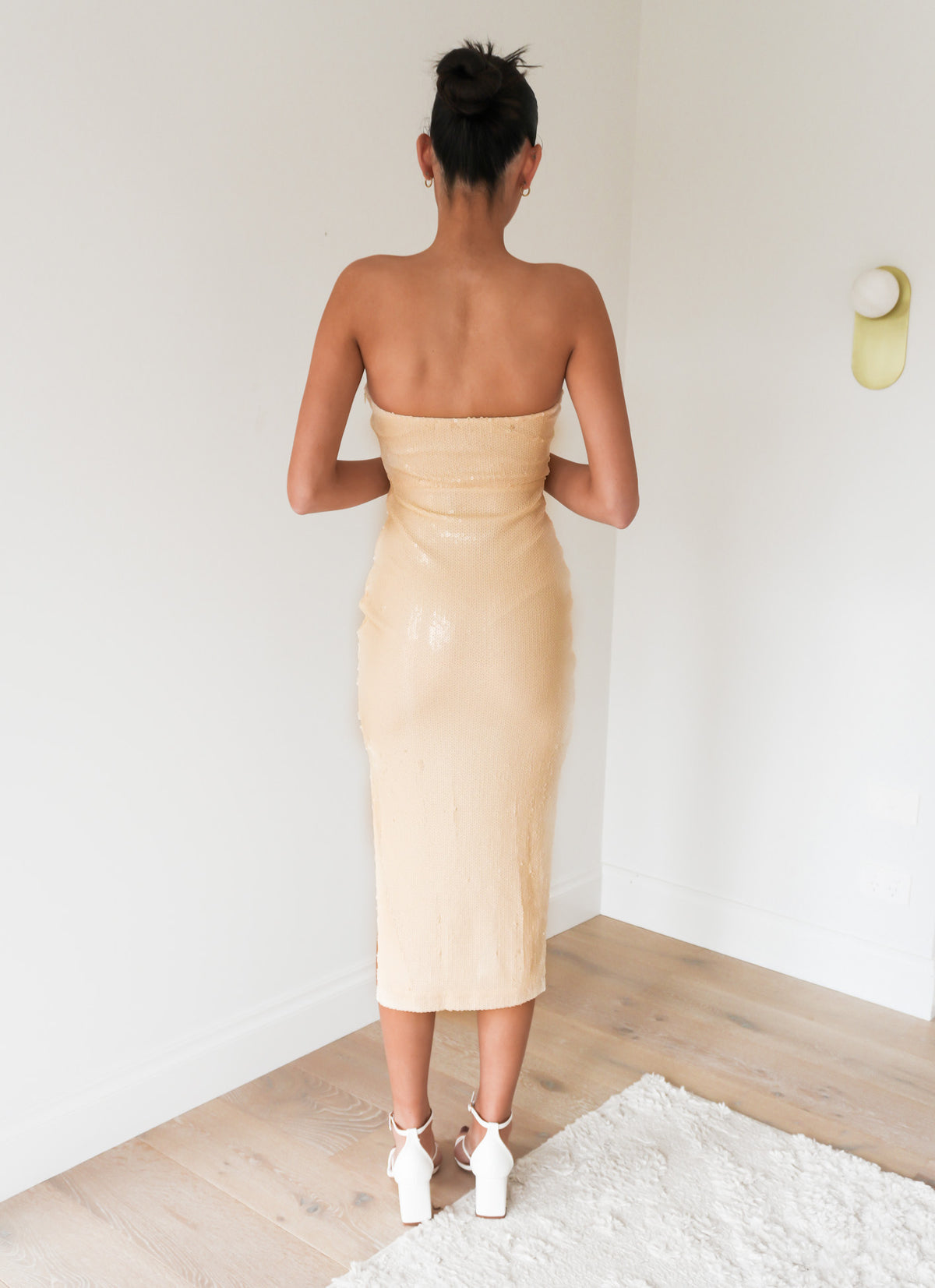 Elsa Sequin Midi Dress Cream