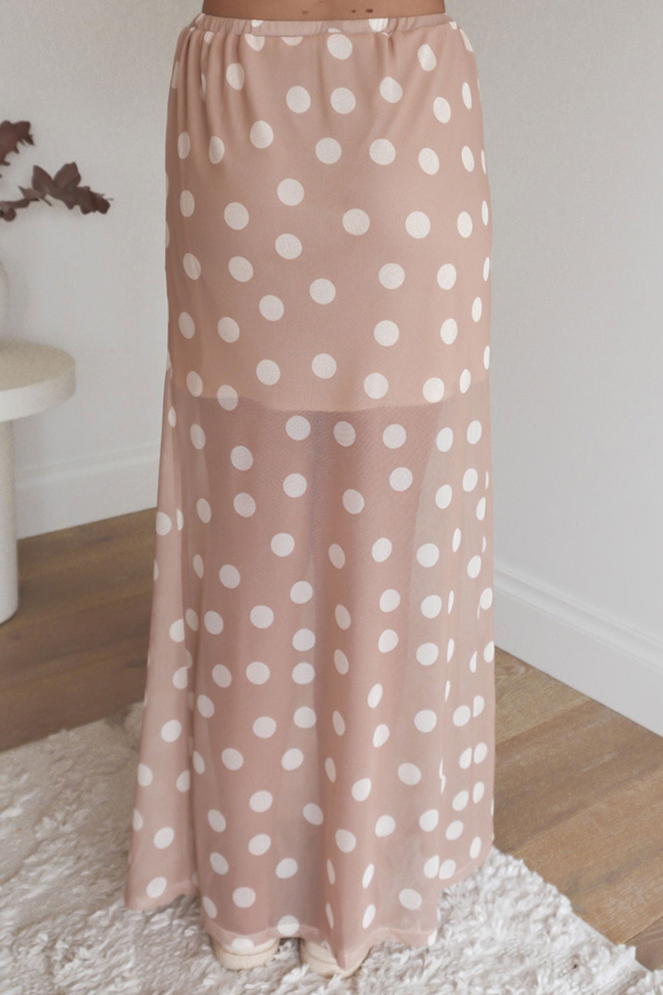 Elsie Maxi Skirt Camel Polka Dot