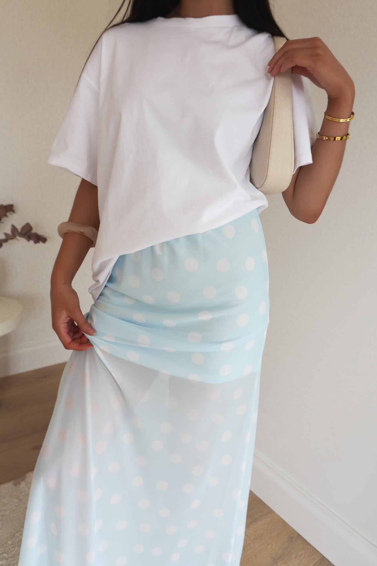 Elsie Maxi Skirt Blue Polka Dot