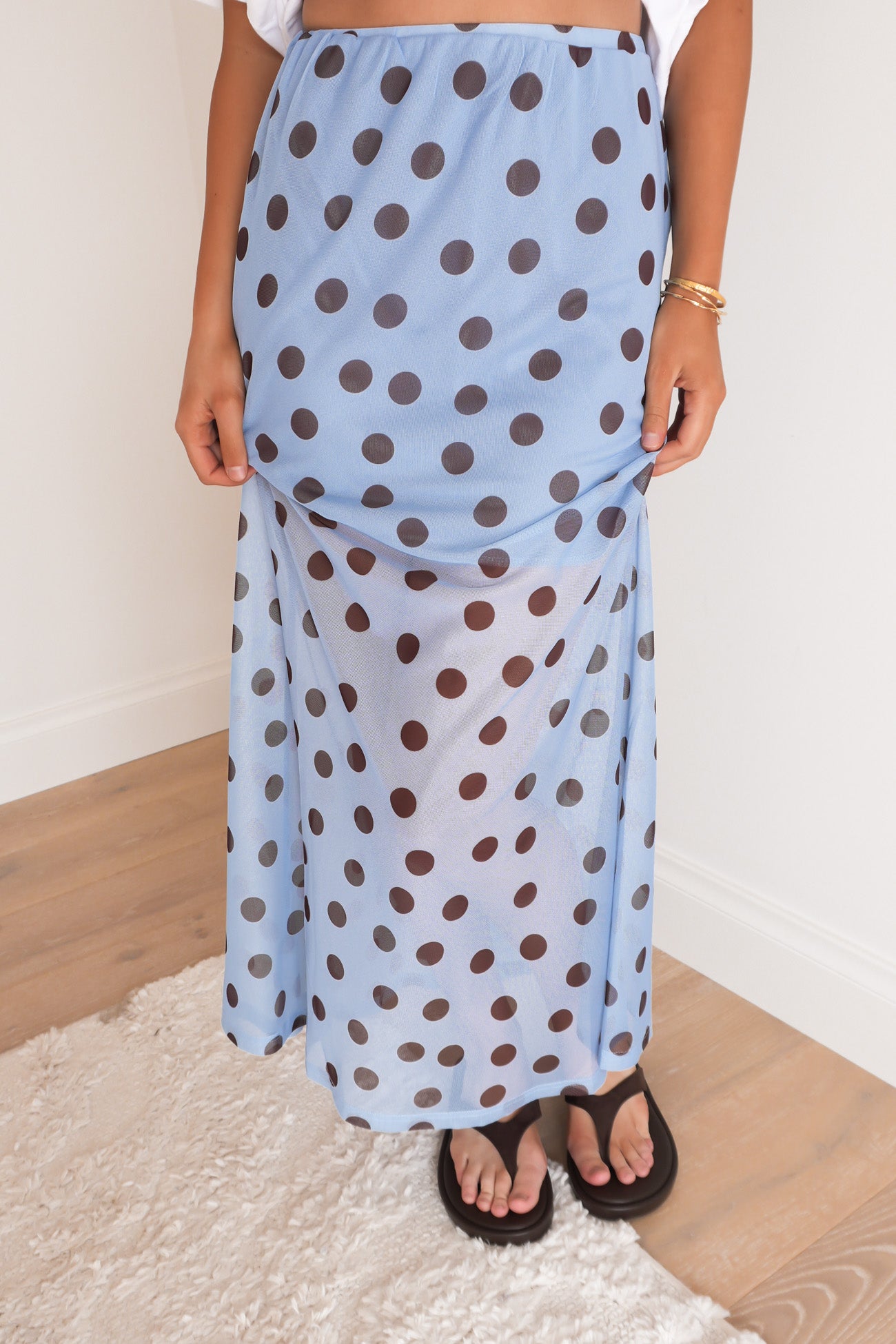 Elsie Maxi Skirt Bright Blue Polka Dot