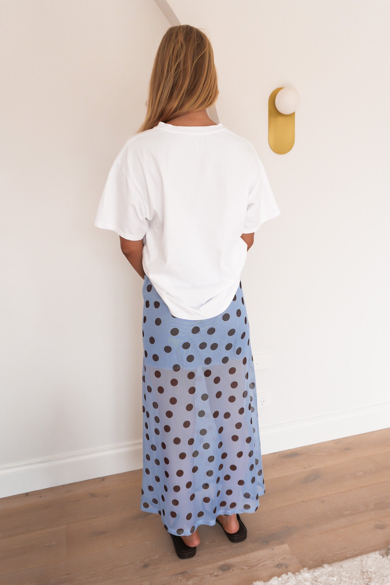 Elsie Maxi Skirt Bright Blue Polka Dot