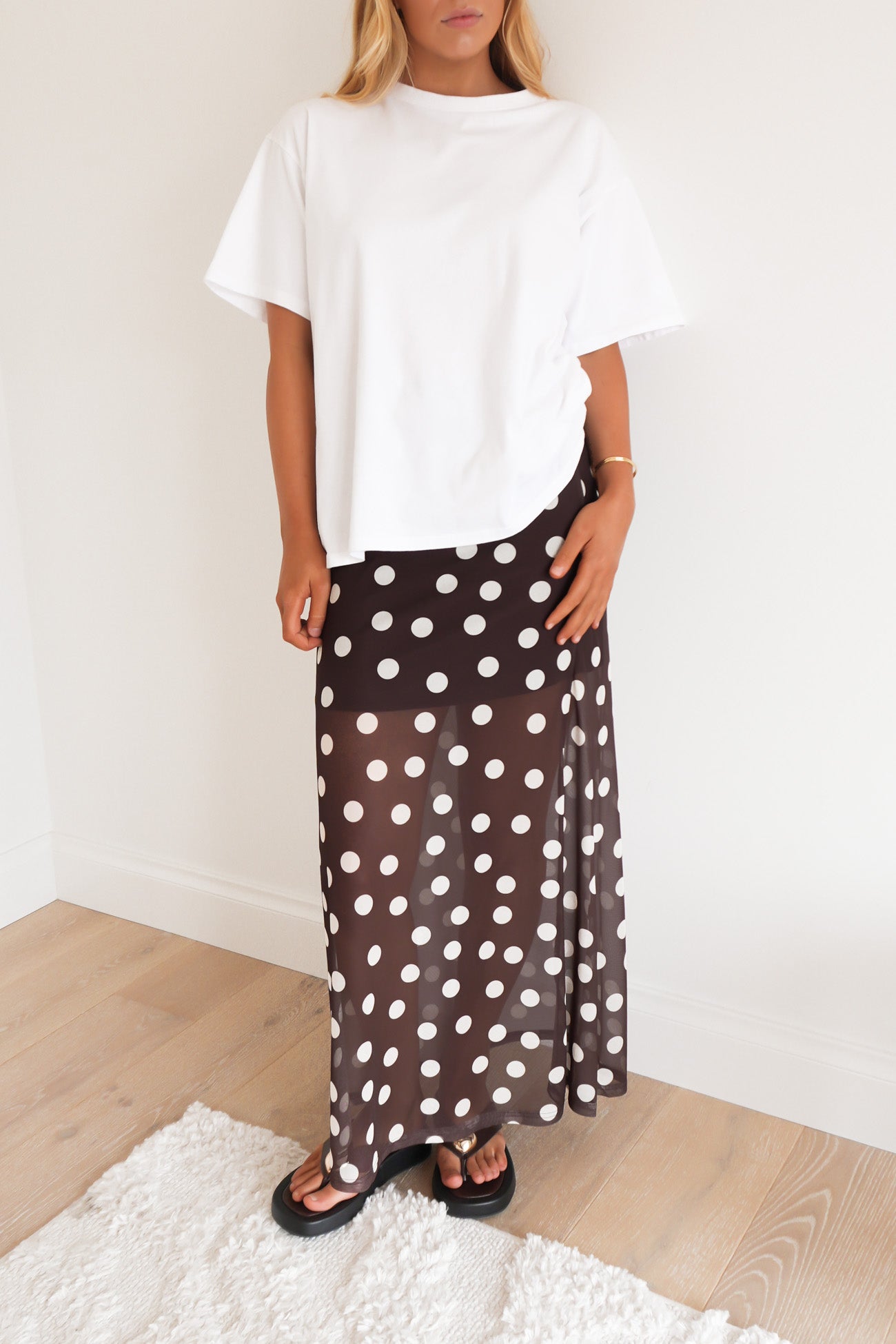 Elsie Maxi Skirt Chocolate Polka Dot