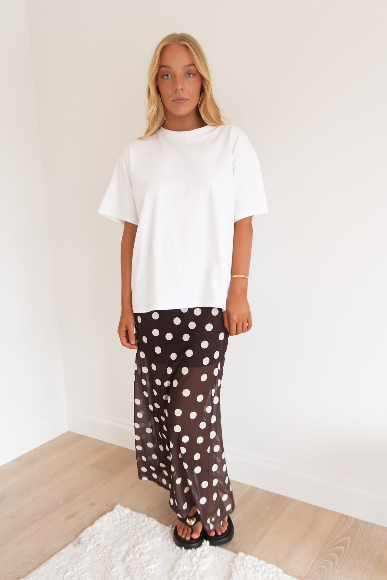 Elsie Maxi Skirt Chocolate Polka Dot