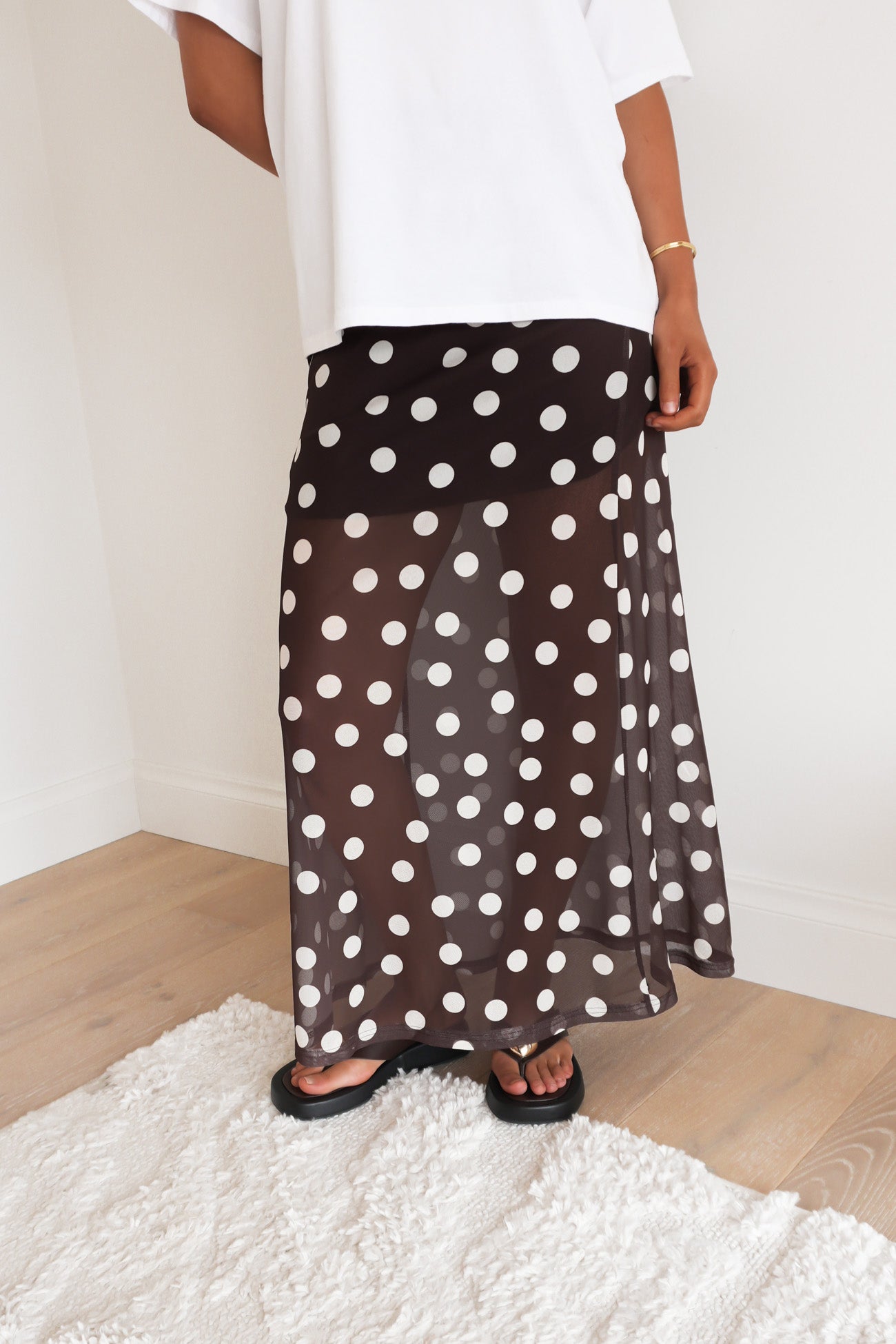Elsie Maxi Skirt Chocolate Polka Dot