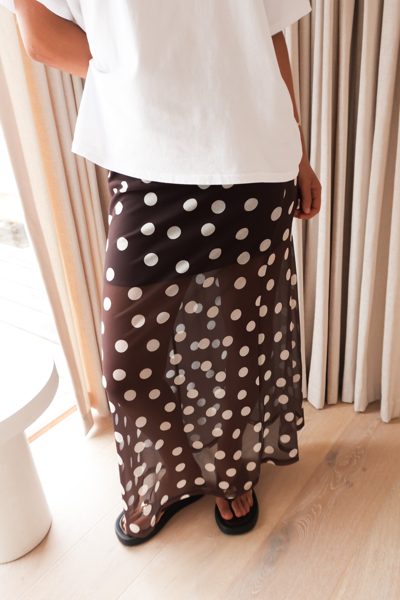 Elsie Maxi Skirt Chocolate Polka Dot
