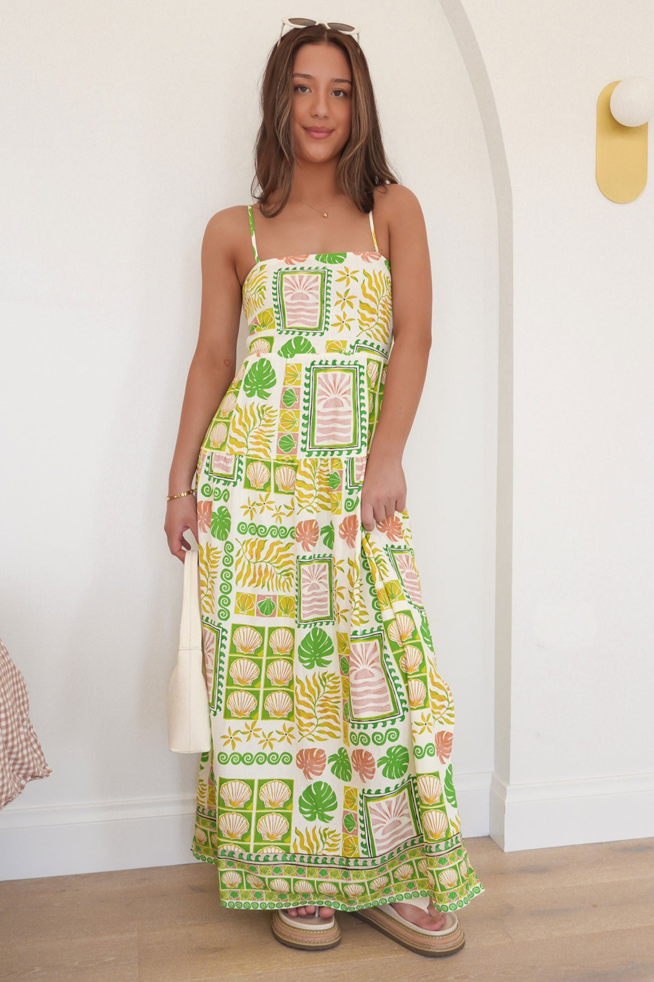 Emmett Maxi Dress Green Shell Patchwork