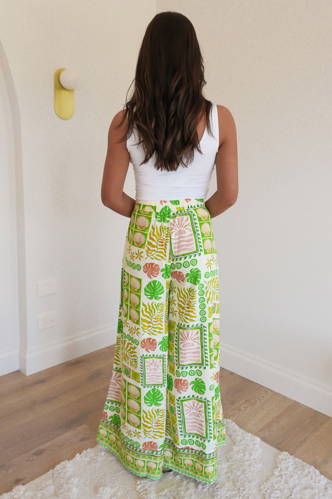 Emmett Wide Leg Pant Green Shell Patchwork