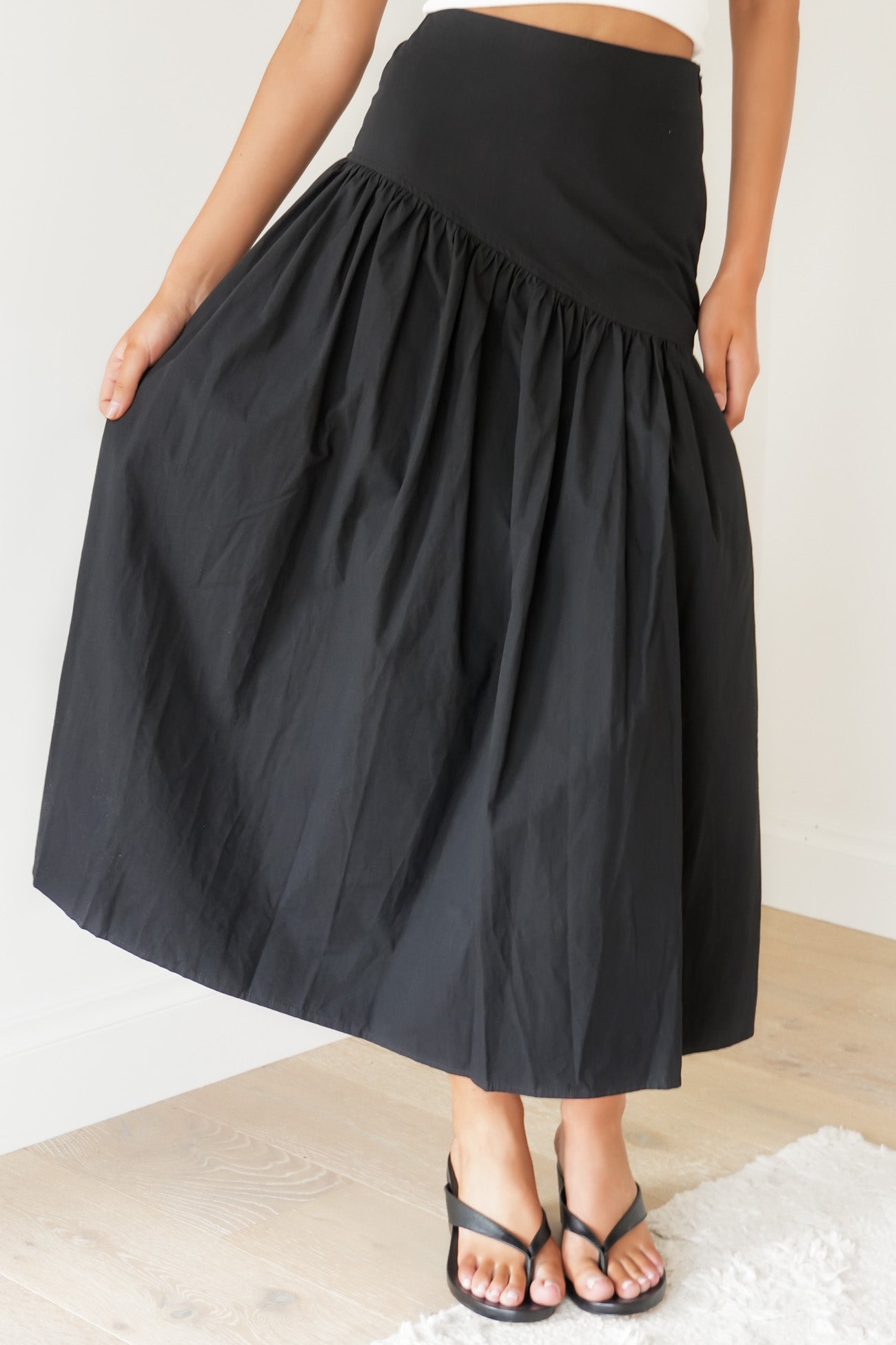 Essential Asym Maxi Skirt Black