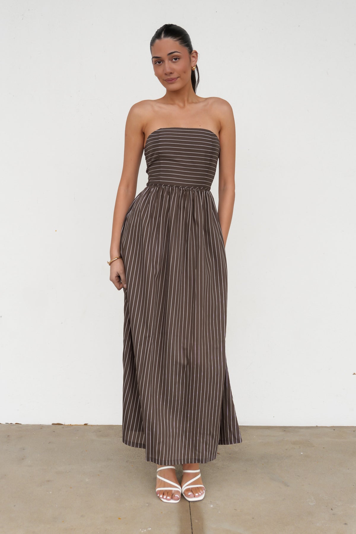 Everley Strapless Dress Chocolate