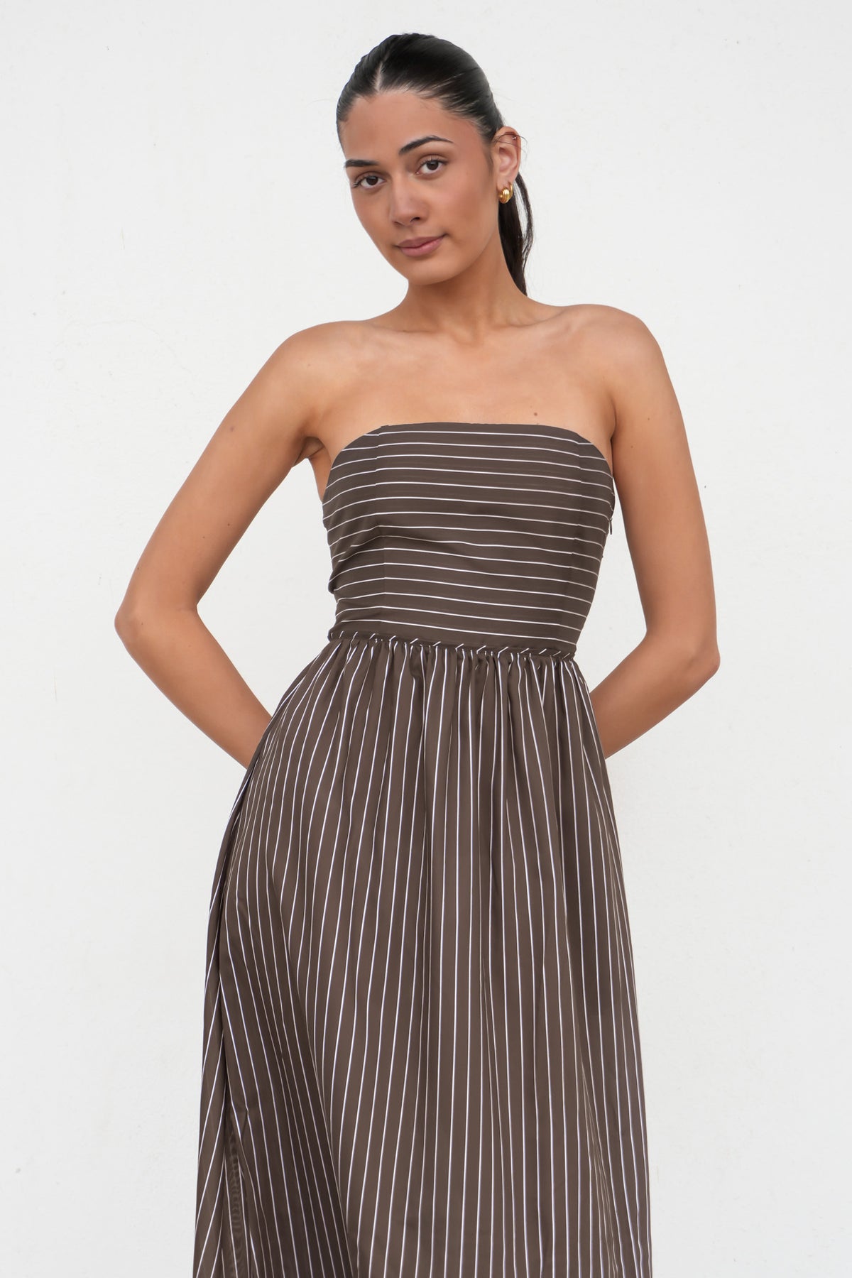 Everley Strapless Dress Chocolate